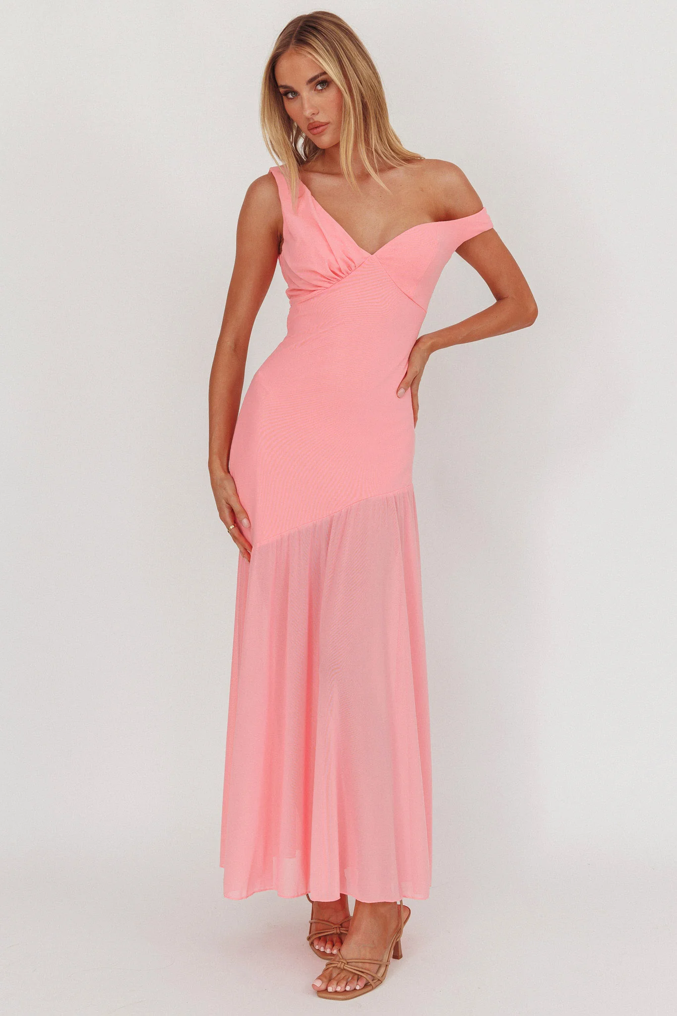 Treasure Sheer Hem Maxi Dress Pink - Image 4
