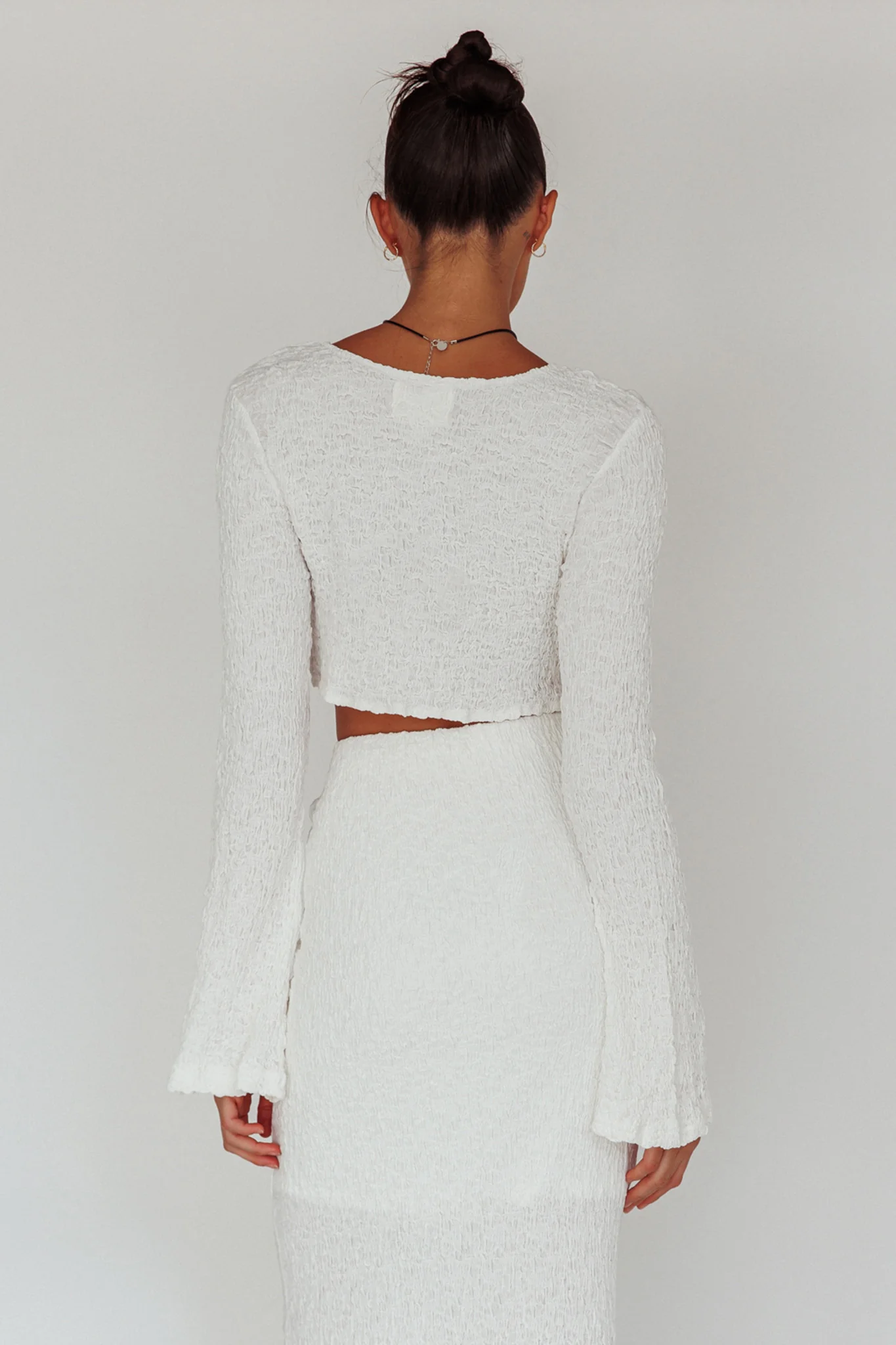 Treasures Flared Cuff Crop Top White - Image 2