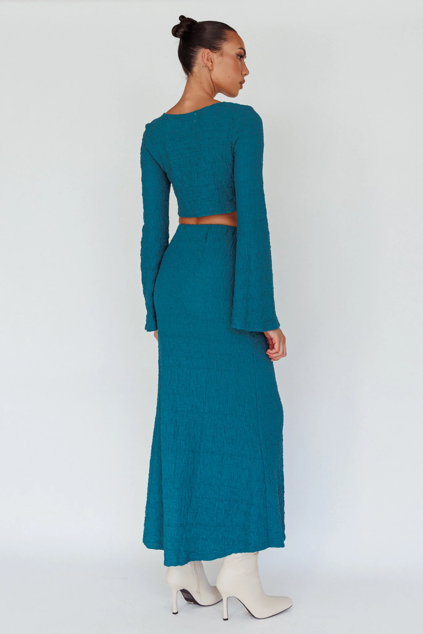 Treasures Textured Midi Skirt Teal - Image 2