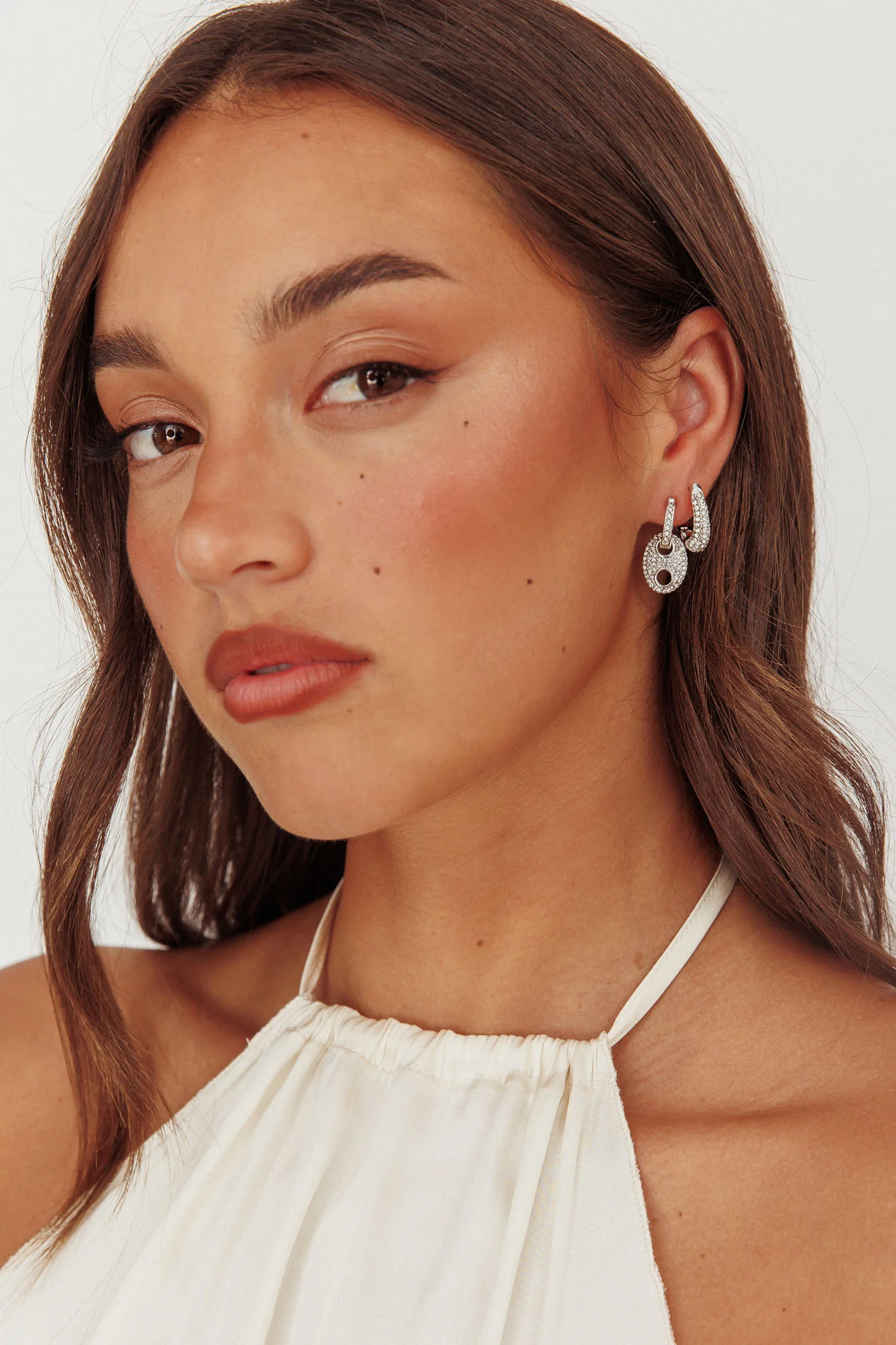 Tristan Earrings Set Silver Diamante - Image 2