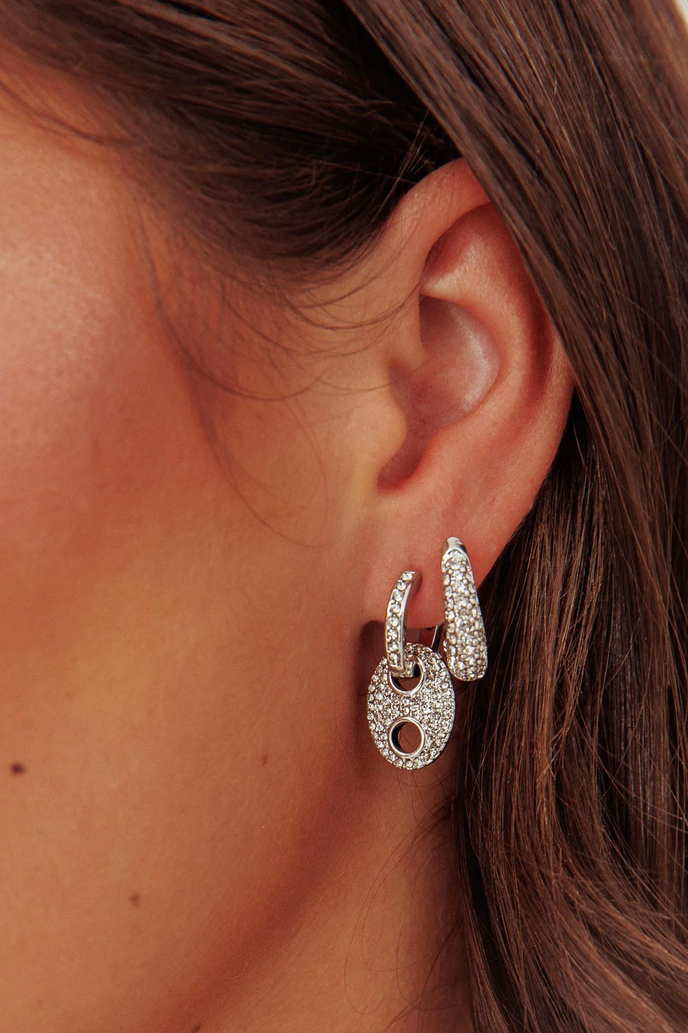Tristan Earrings Set Silver Diamante - Image 3