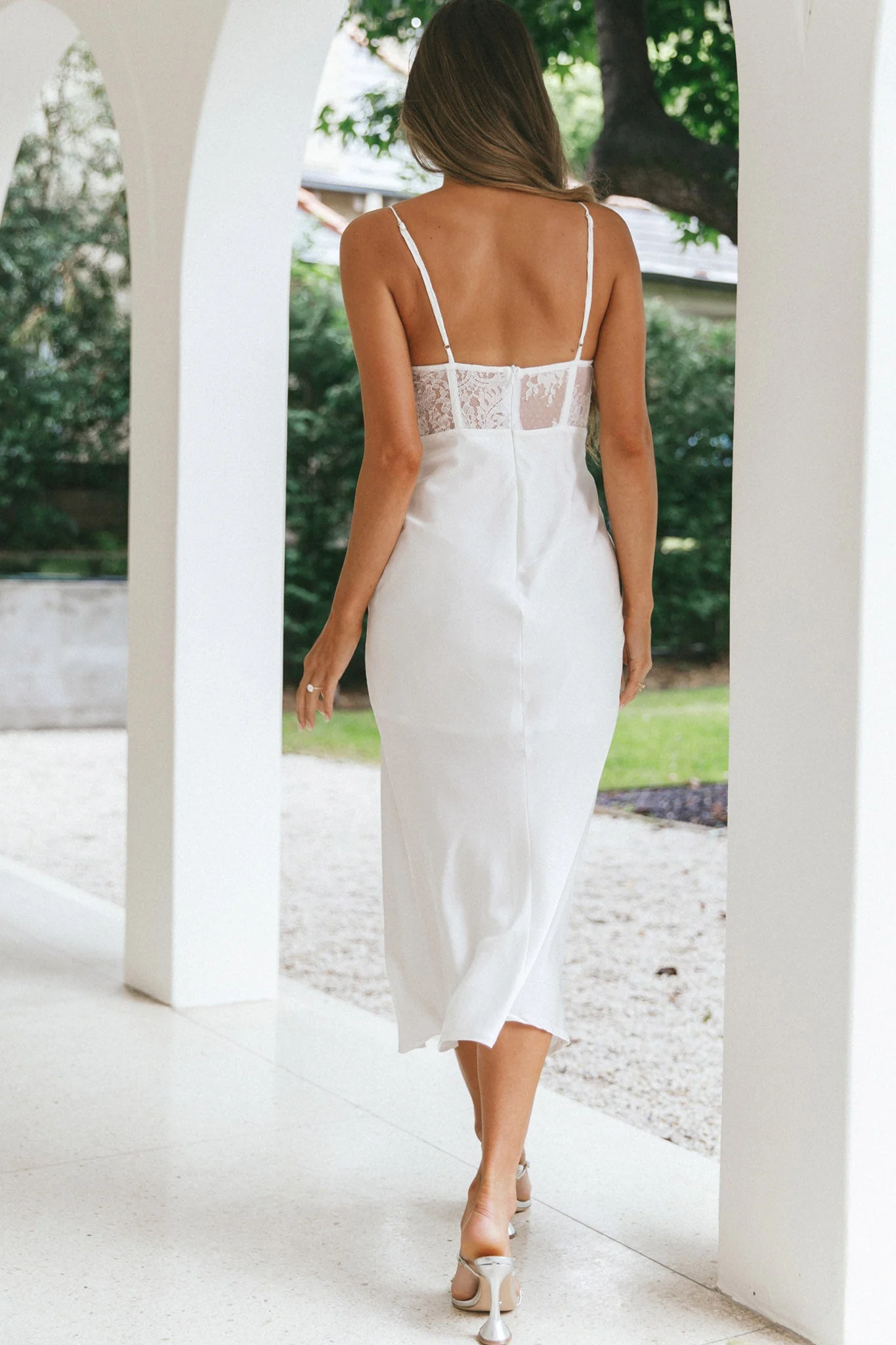 Trophy Lace Bodice Midi Dress Ivory - Image 7