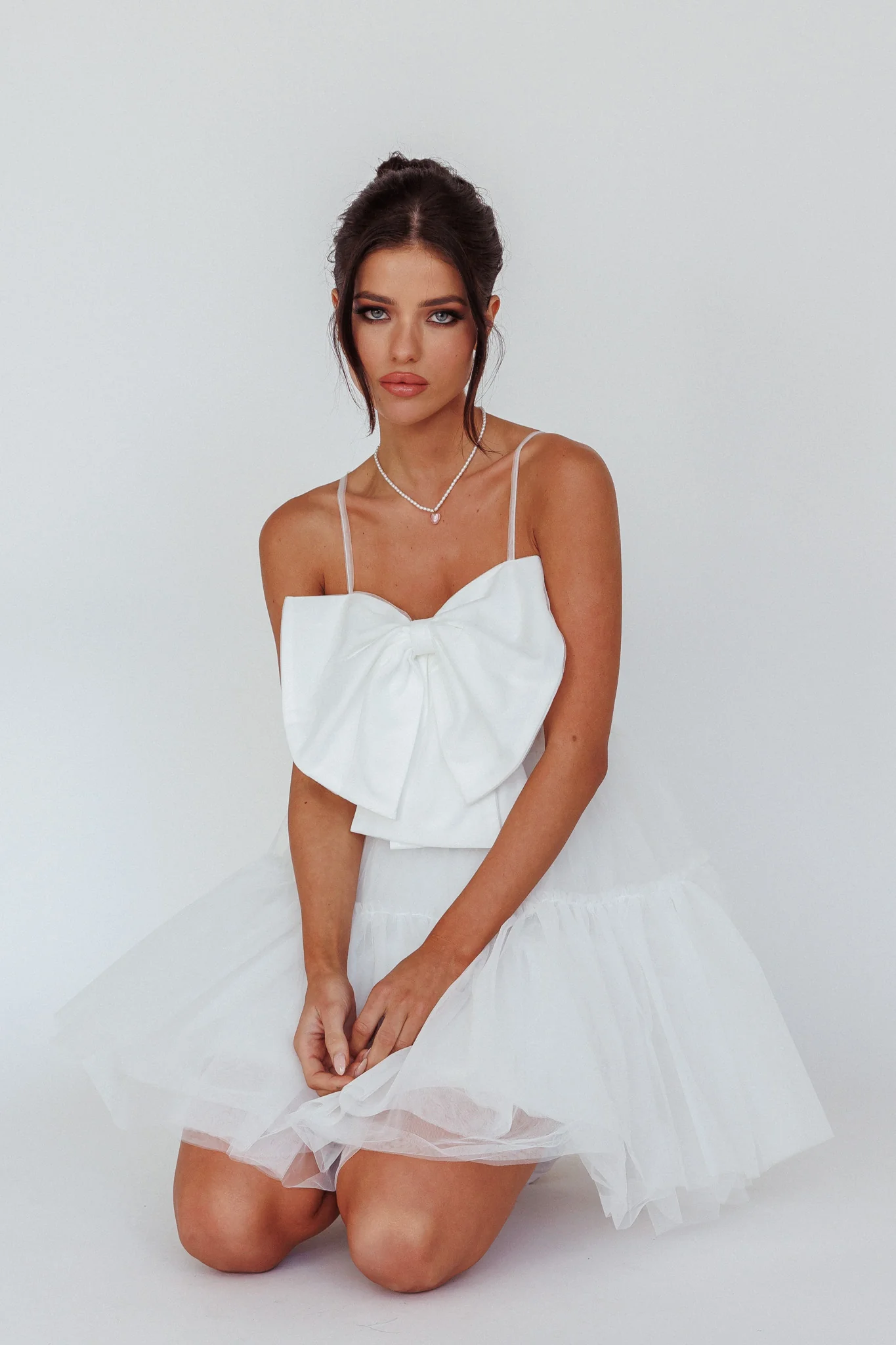 True Wish Bow Tulle Mini Dress White - Image 5