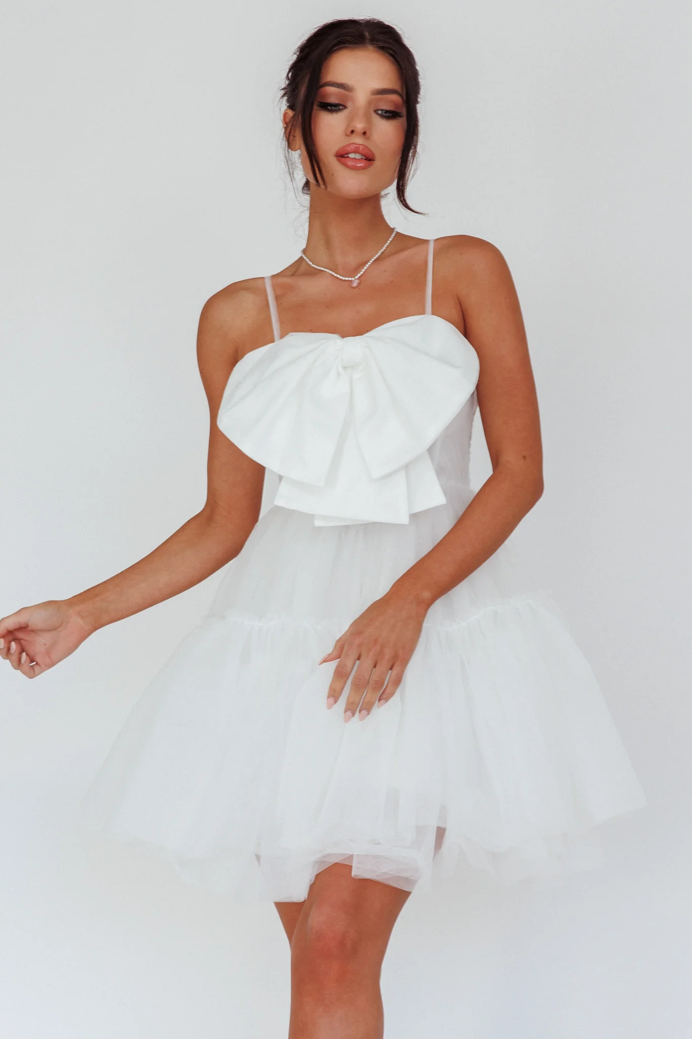 True Wish Bow Tulle Mini Dress White - Image 6