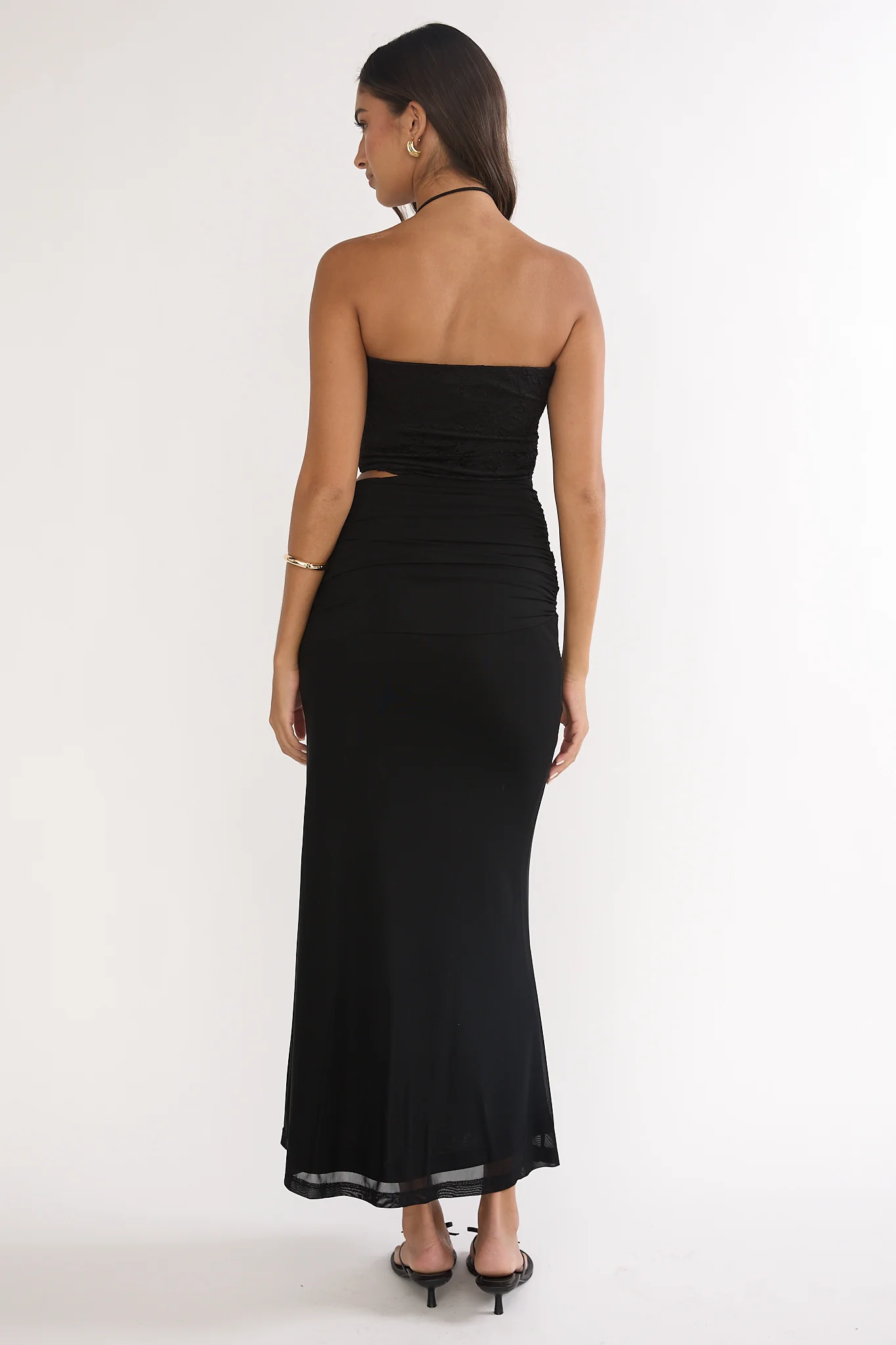 Truths Cut-Out Waist Ruched Maxi Dress Black - Image 2