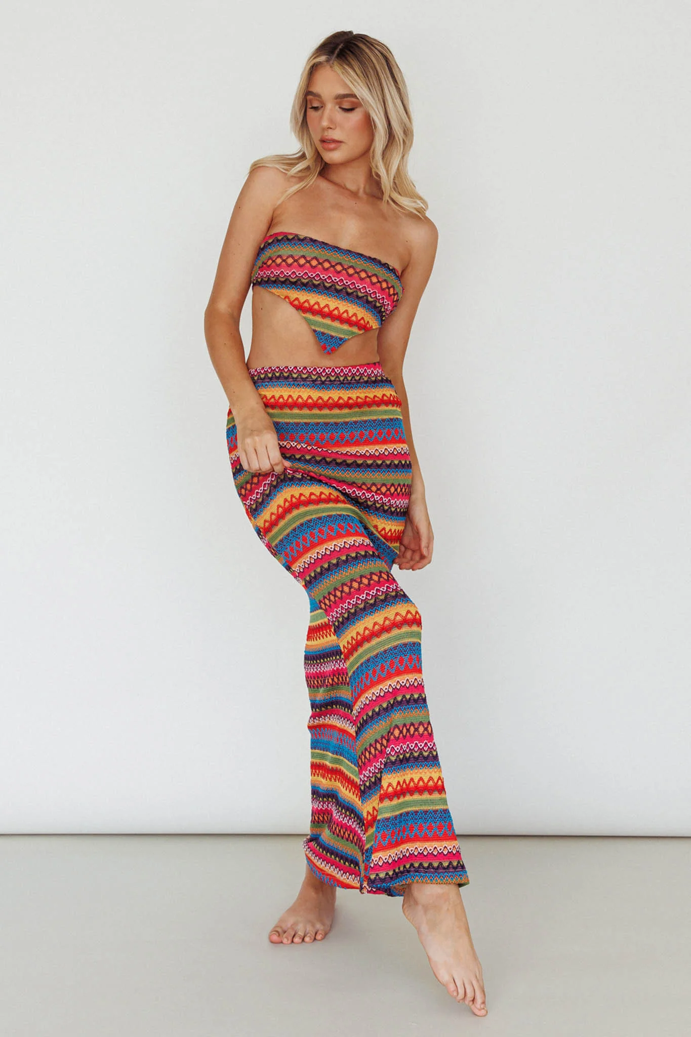 Tulum Knit Midi Skirt Pink Multi - Image 7