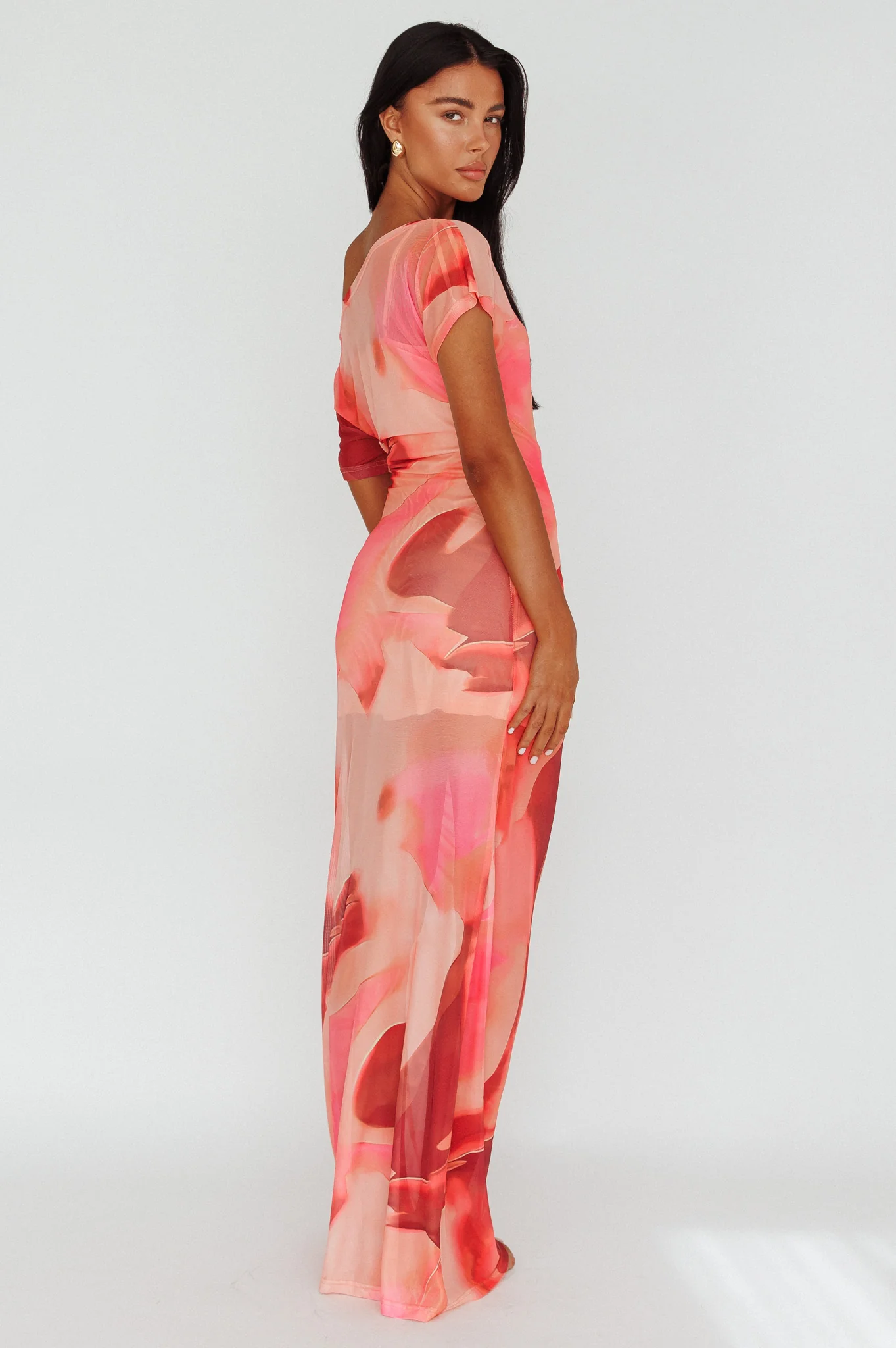 Tumi Short Sleeve Maxi Dress Printed Red - Image 2