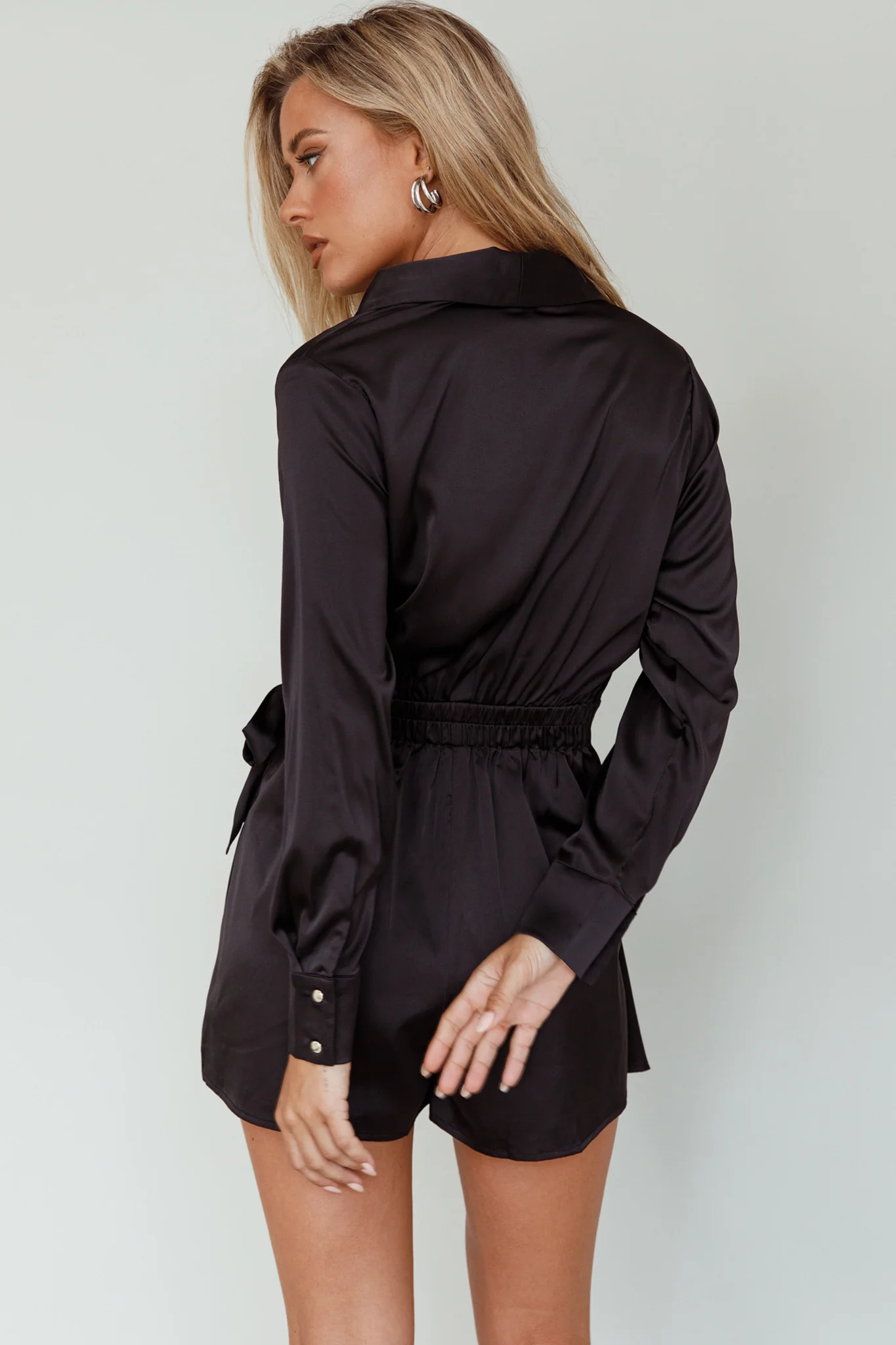 Turning Heads Side Tie Romper Black - Image 2