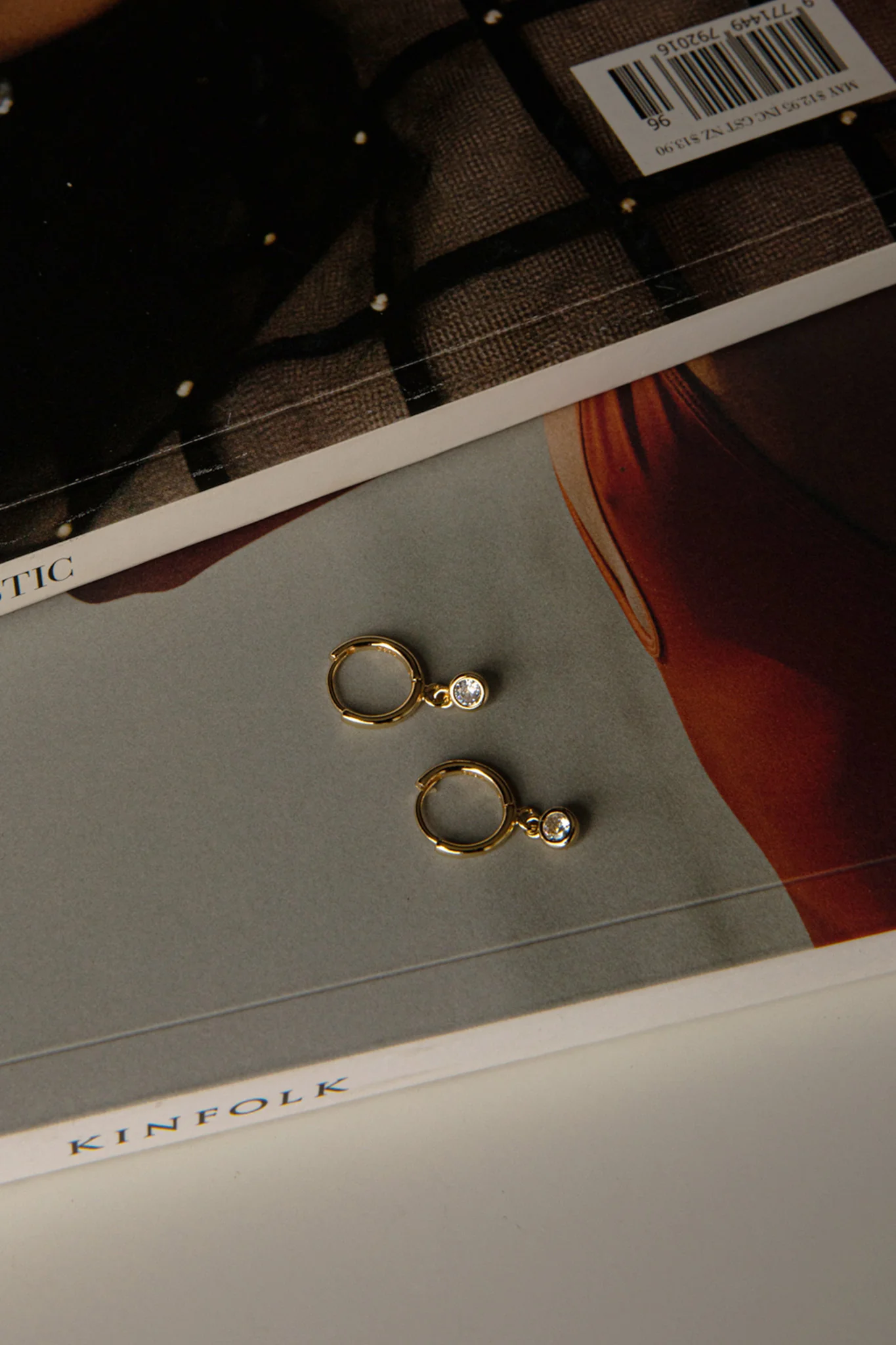 Twelve O'clock Drop Diamante Hoop Earrings Gold - Image 4