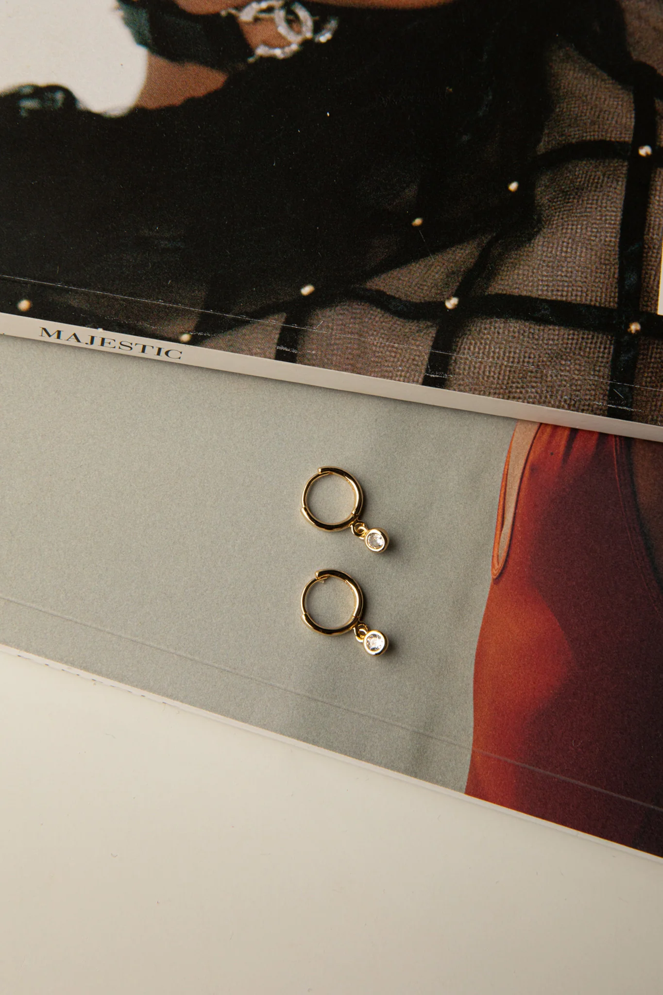 Twelve O'clock Drop Diamante Hoop Earrings Gold - Image 5