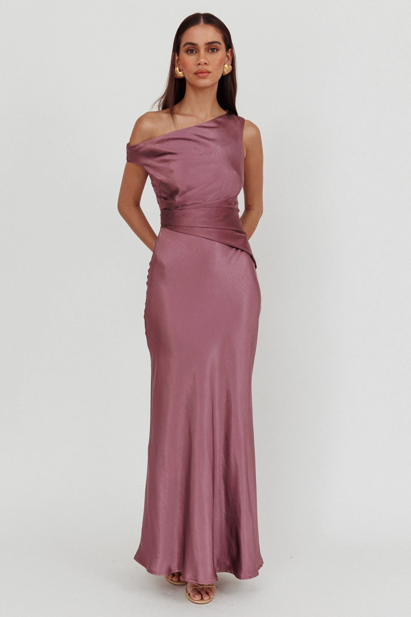Twilight Asymmetric Neckline Maxi Dress Grape - Image 4
