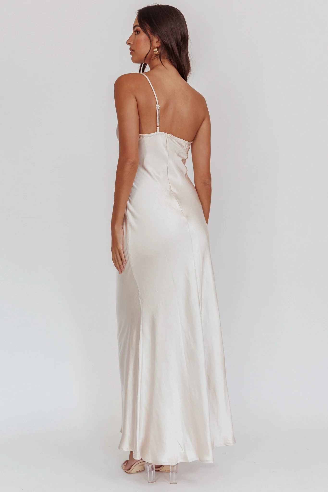 Twilight Tango One-Shoulder Maxi Dress Champagne - Image 3