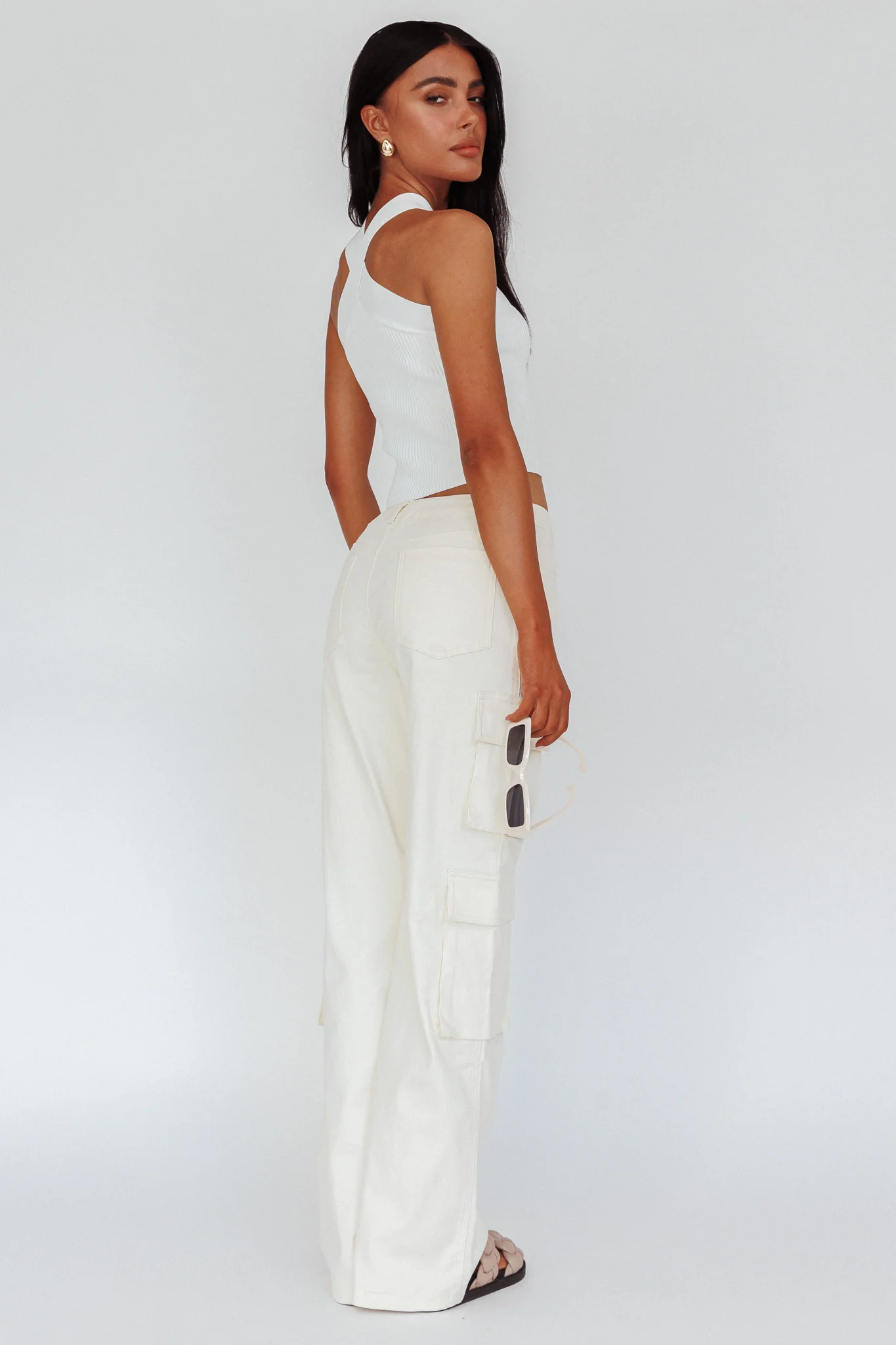Ulterior Motive Pocket Cargo Pants Cream - Image 3