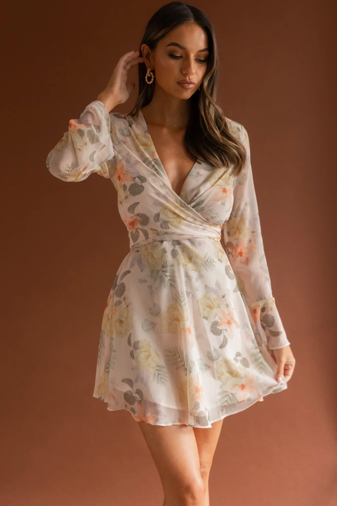 Unconditional Tied Front Dress Floral Yellow - Image 7