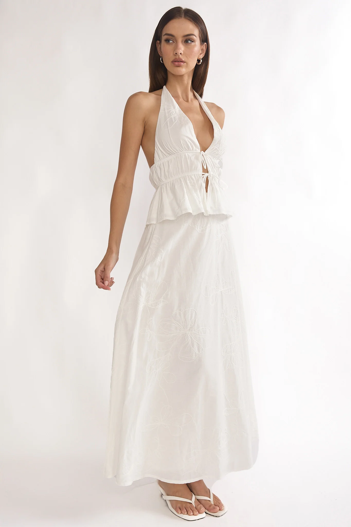 Under The Moons A-Line Maxi Skirt White - Image 6