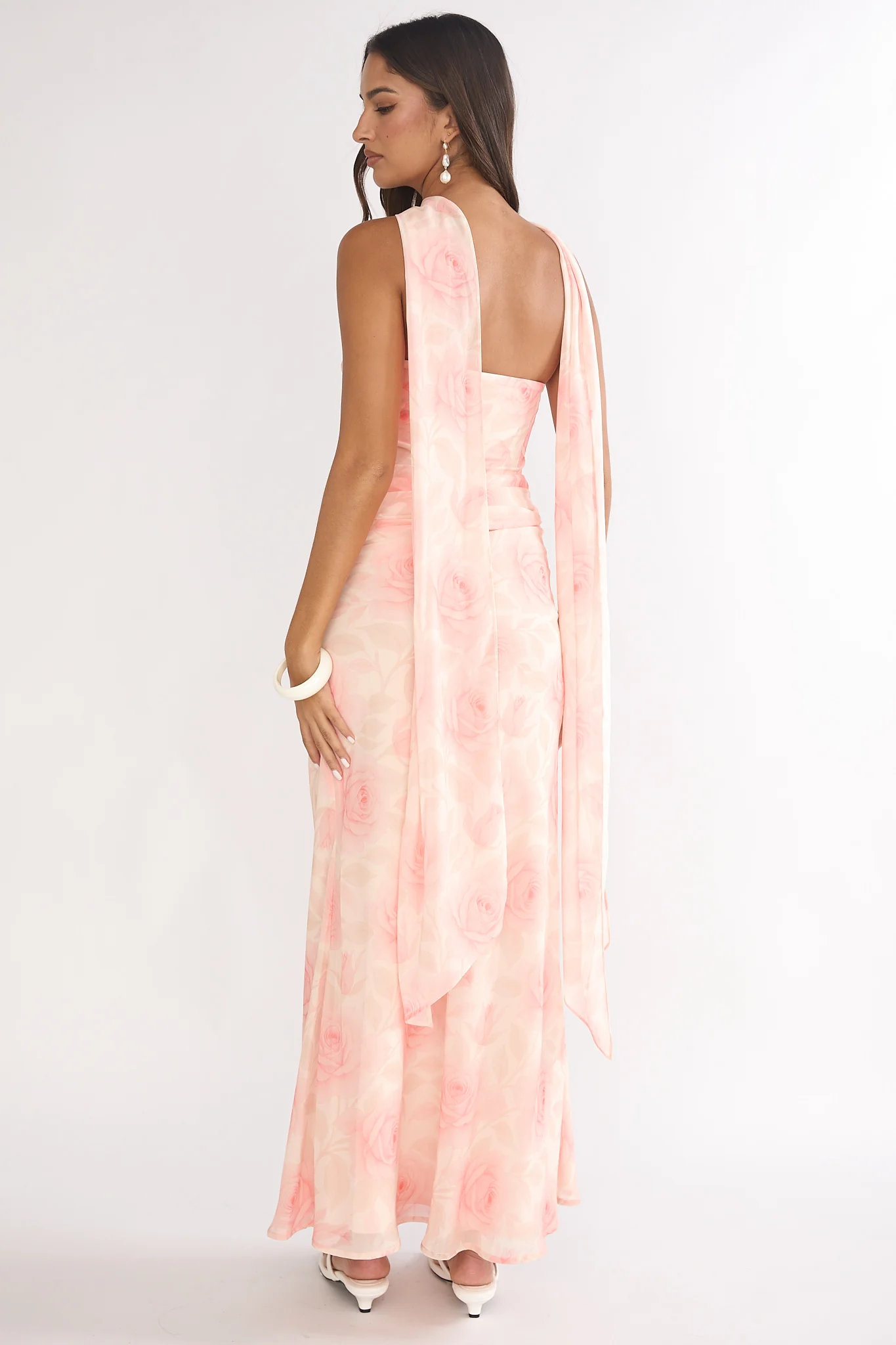 Unforgettable Day Drape Waist Strapless Maxi Dress Roses Floral - Image 4