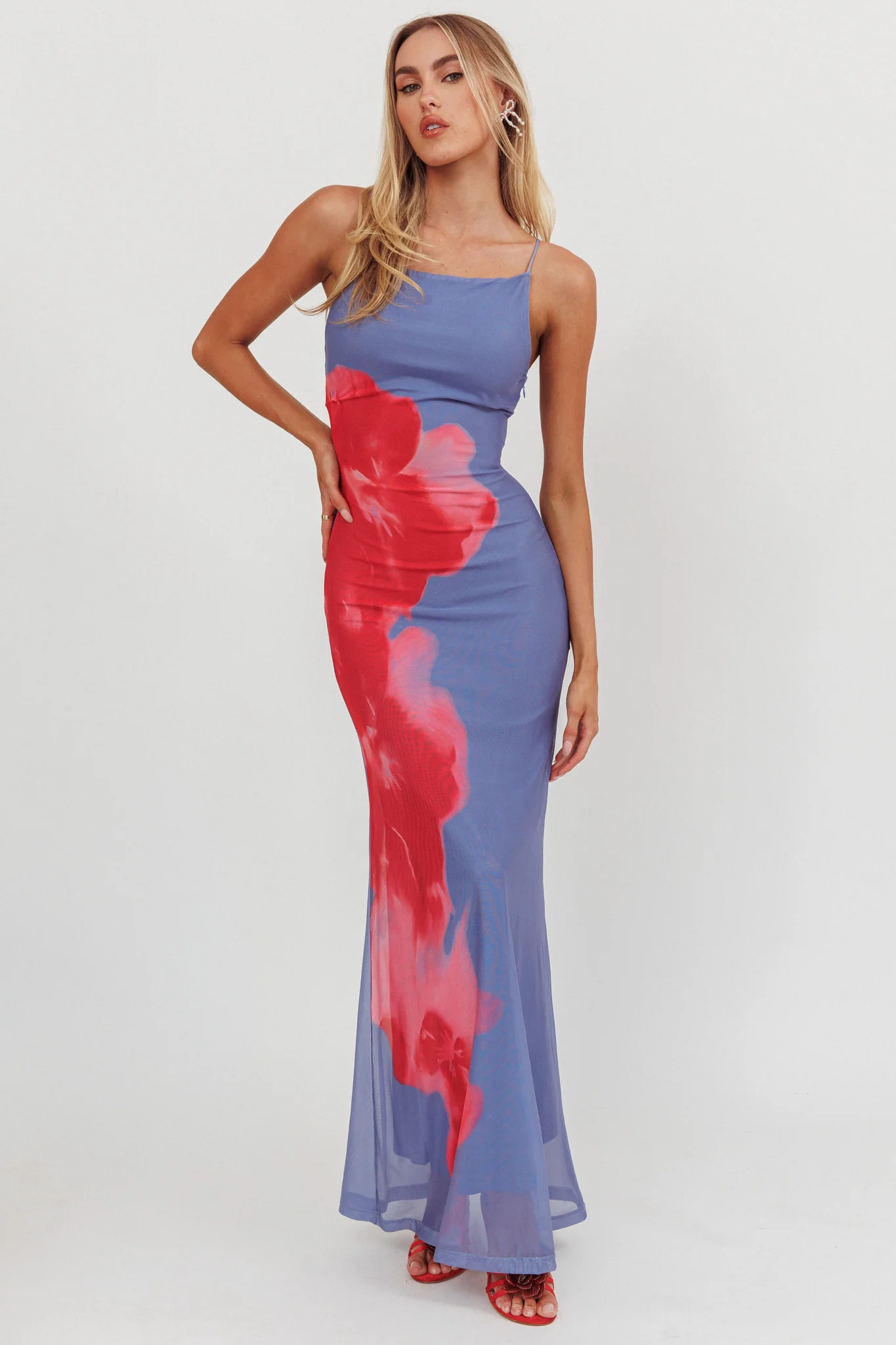 Unravel Floral Maxi Dress Blue - Image 3