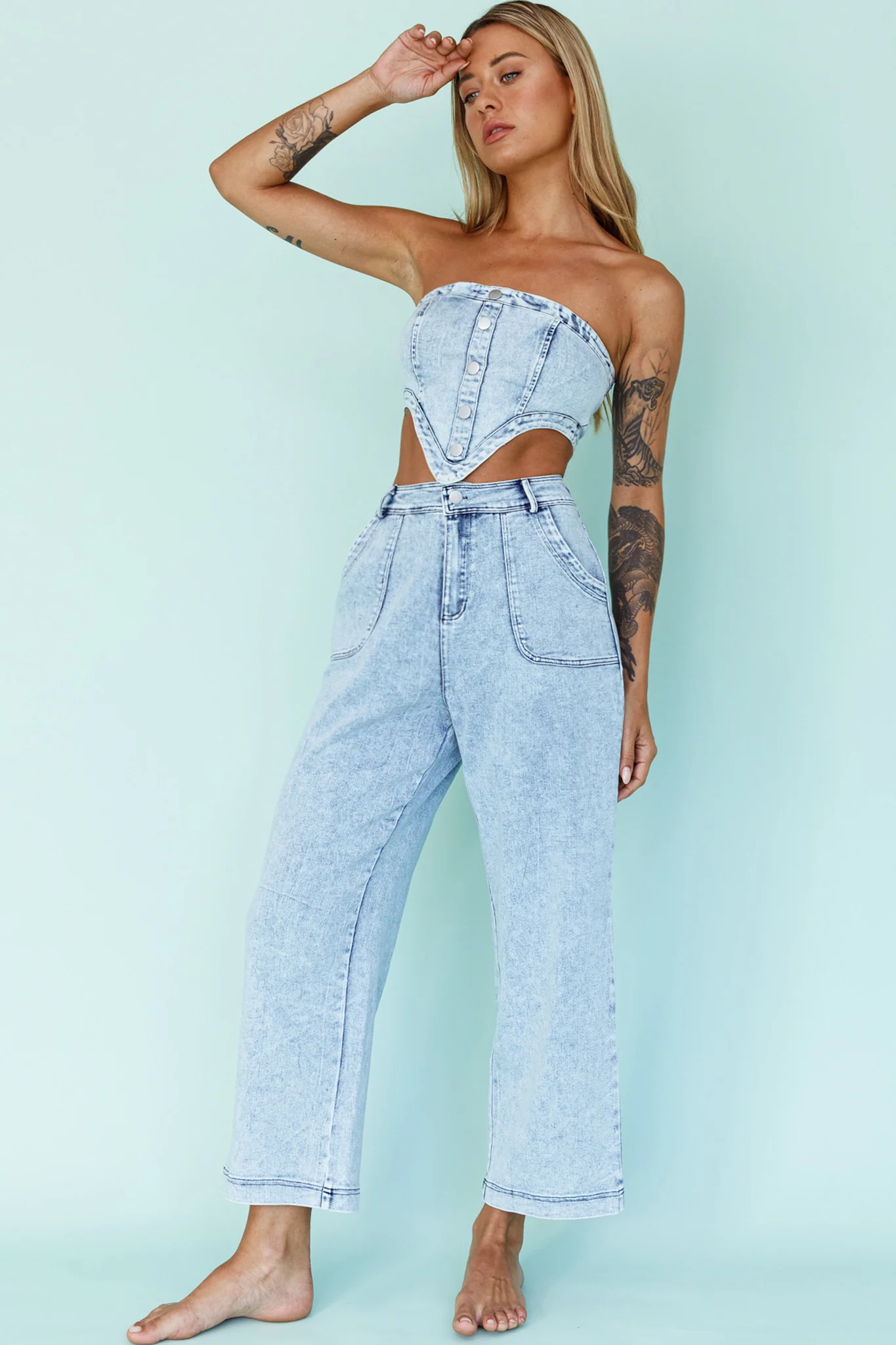 Uptown Wide Leg Pants Denim - Image 3