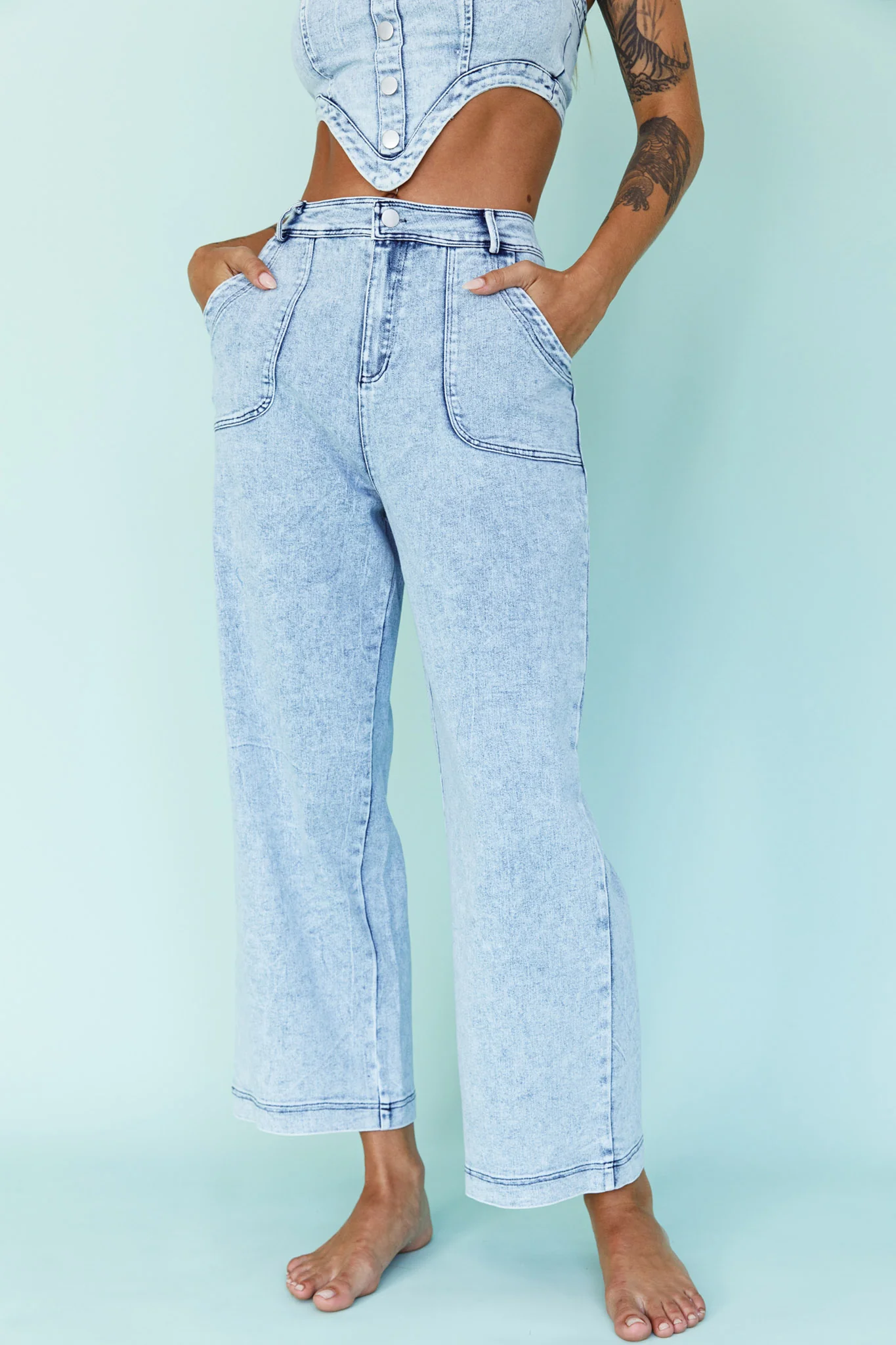 Uptown Wide Leg Pants Denim - Image 4