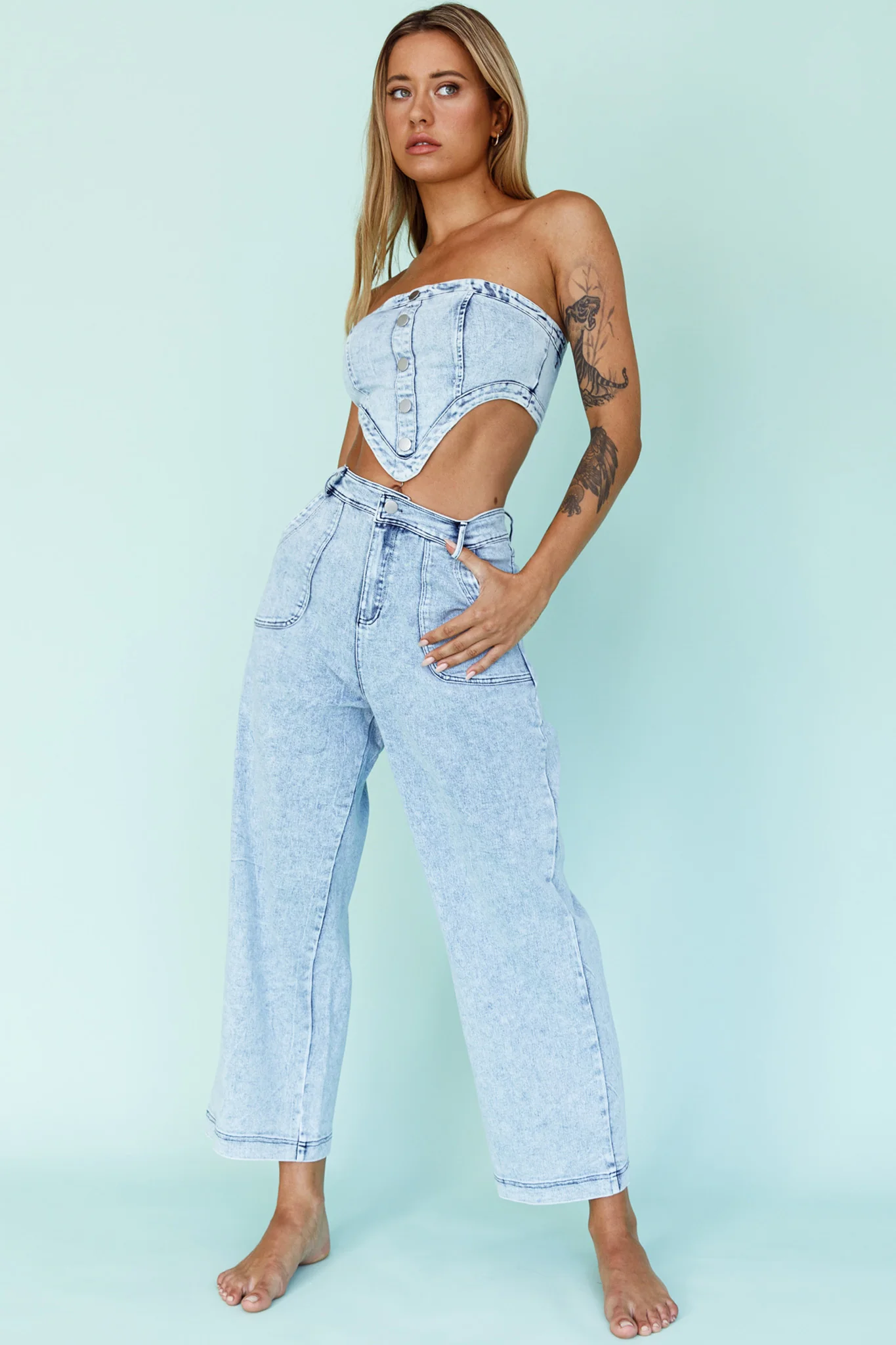 Uptown Wide Leg Pants Denim - Image 7