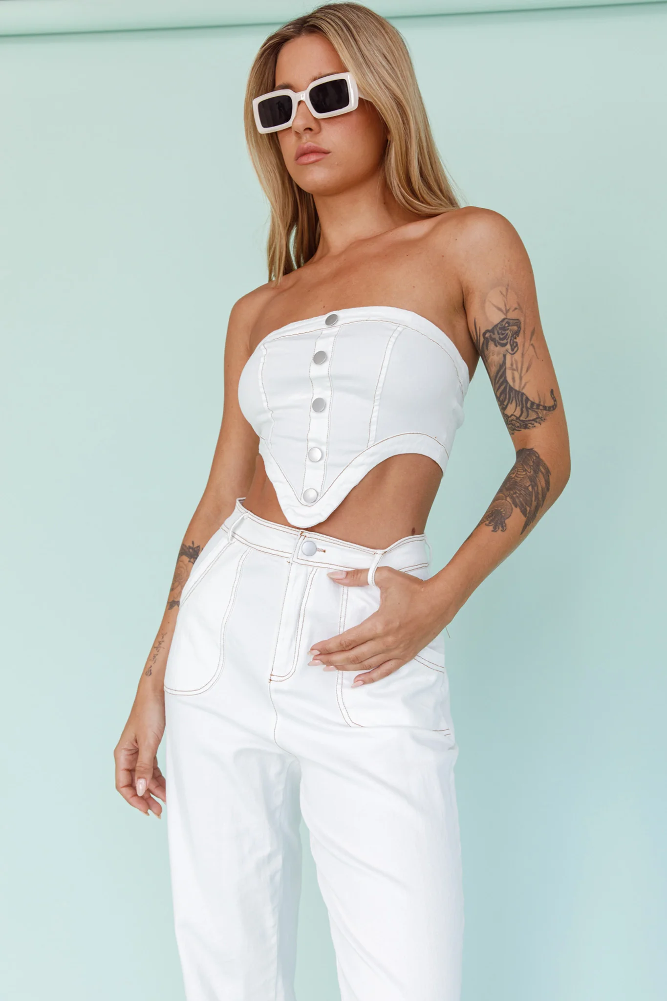 Uptown Wide Leg Pants White - Image 7