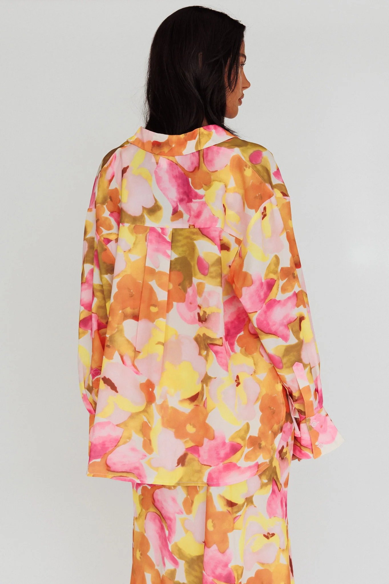 Vacation Long Sleeve Flared Cuff Shirt Pink/Yellow - Image 2