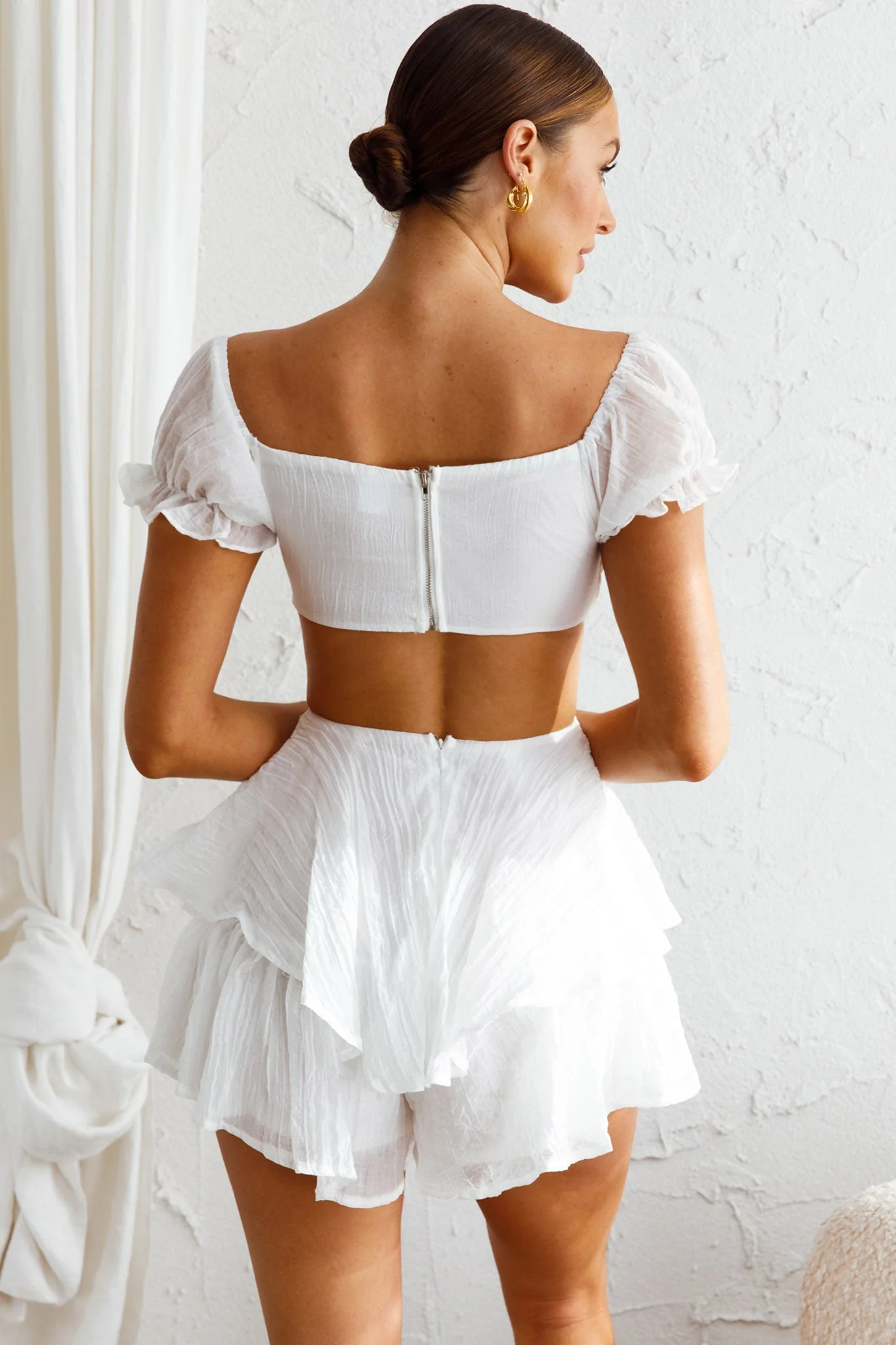 Vacay Mode Shirred Bust Romper White - Image 2