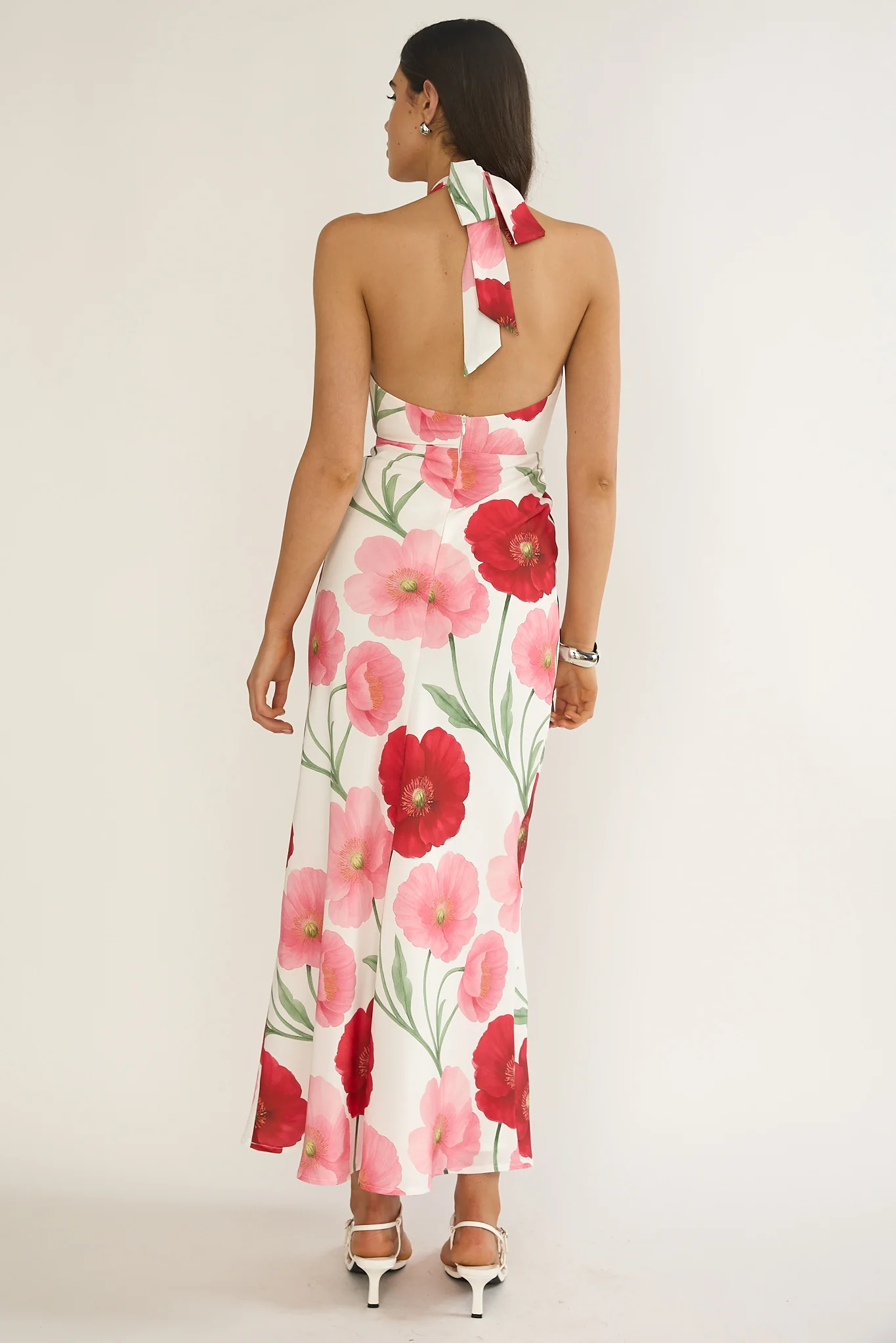 Vale 3D Flower Halter Maxi Dress Floral - Image 3