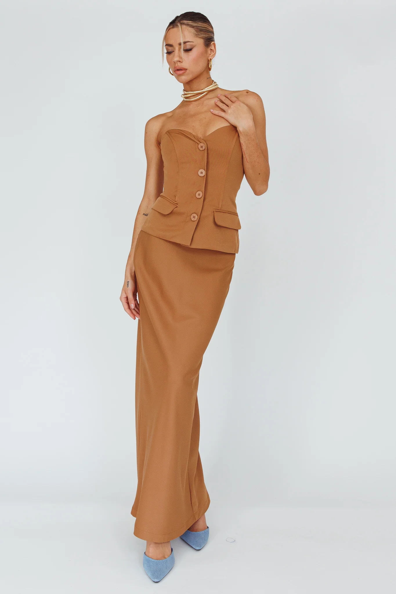 Valencia Flare Midi Skirt Mocha - Image 4