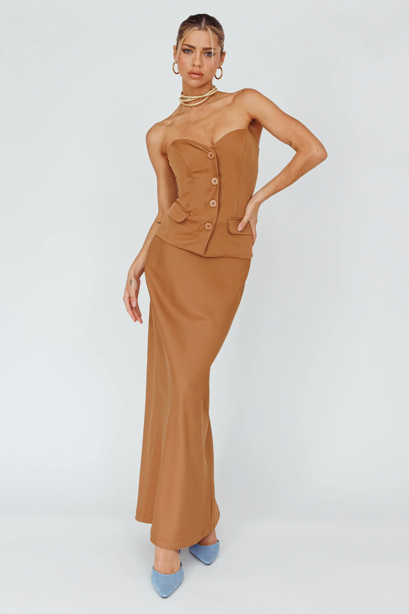 Valencia Flare Midi Skirt Mocha - Image 5