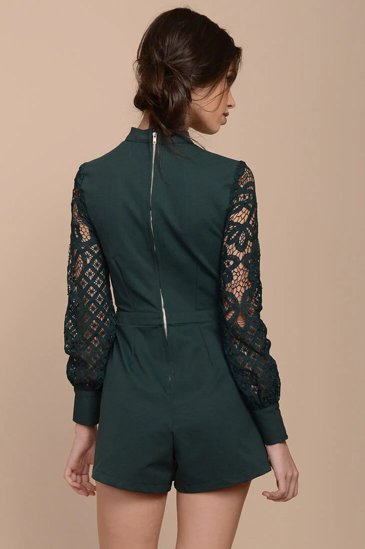 Vana Lacey Choker Romper Green - Image 5