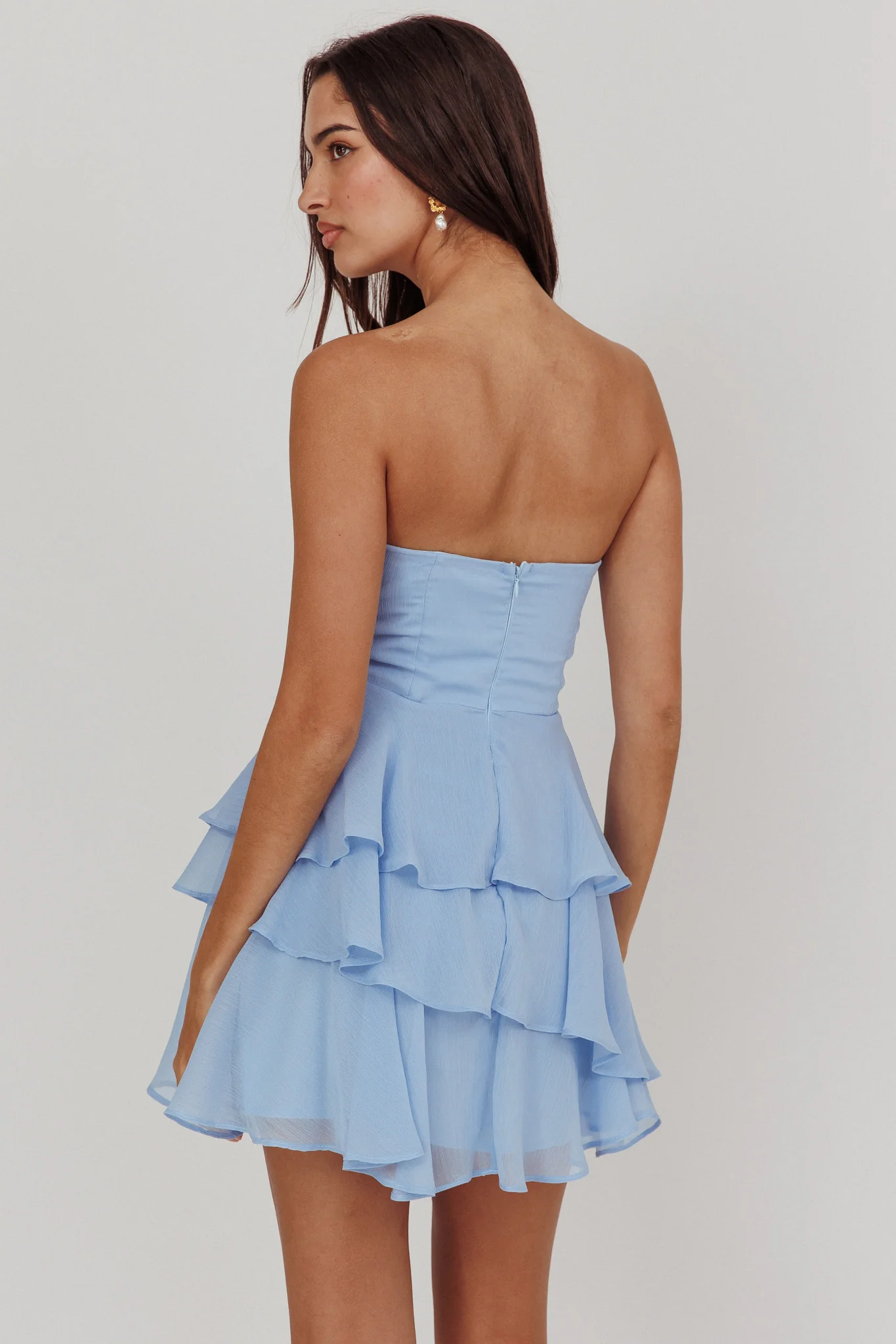 Veda Strapless Ruffle Mini Dress Blue - Image 2