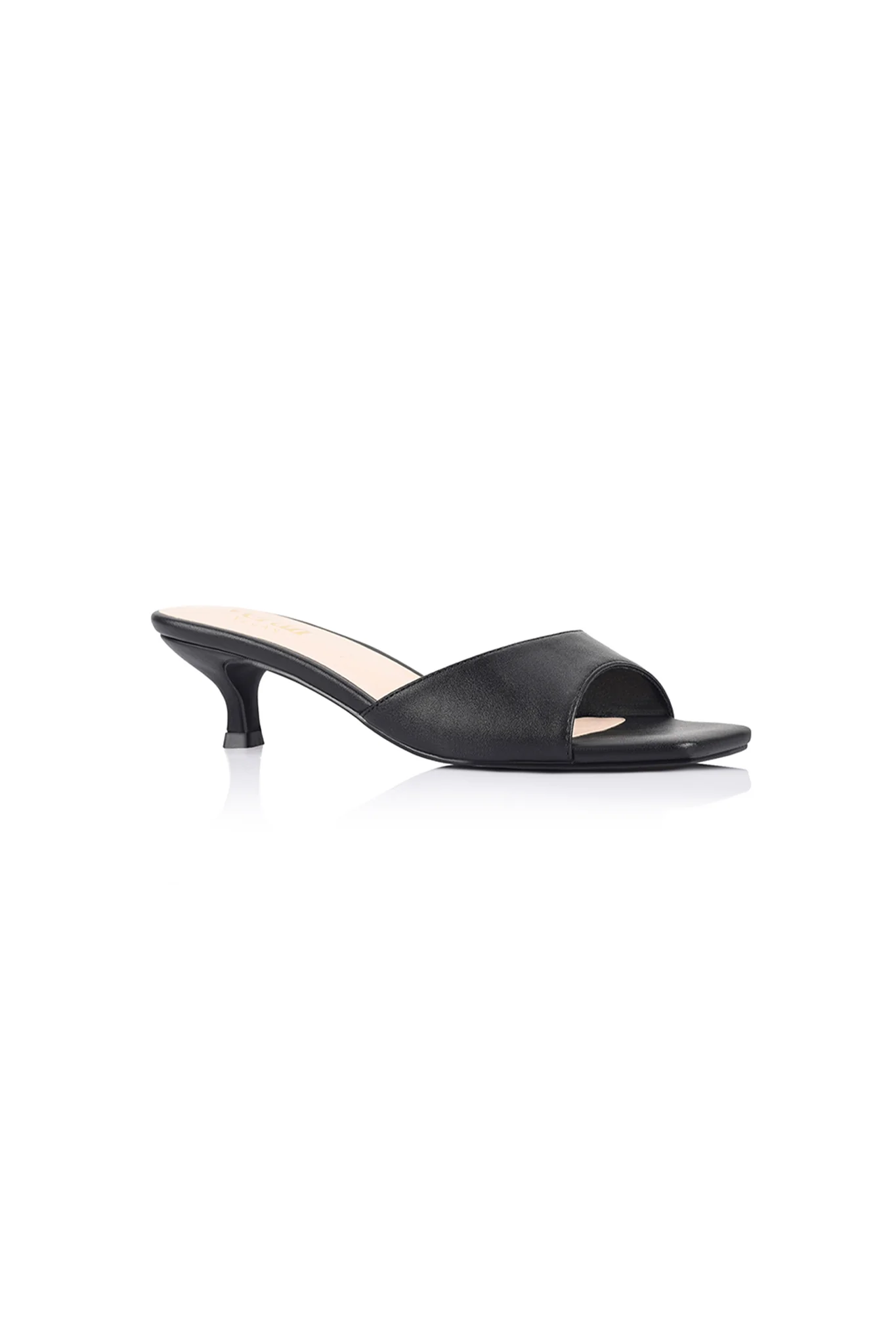 VERALi Alyssa Kitten Heel Mules Champagne Black - Image 4