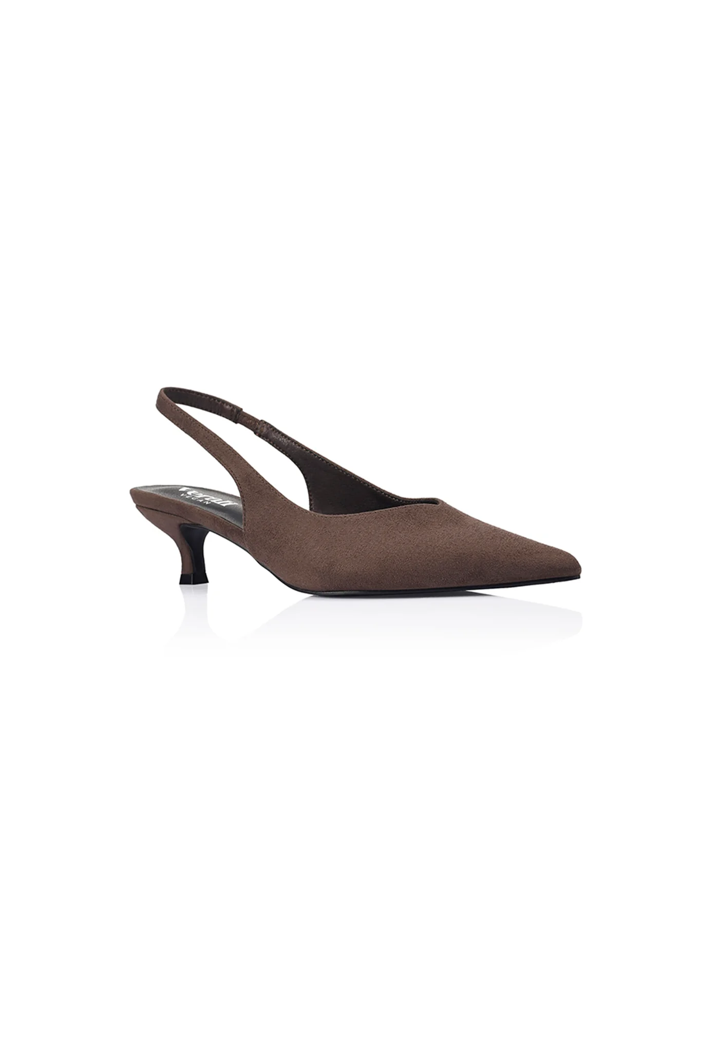 VERALI Lush Slingback Kitten Heels Chocolate - Image 3