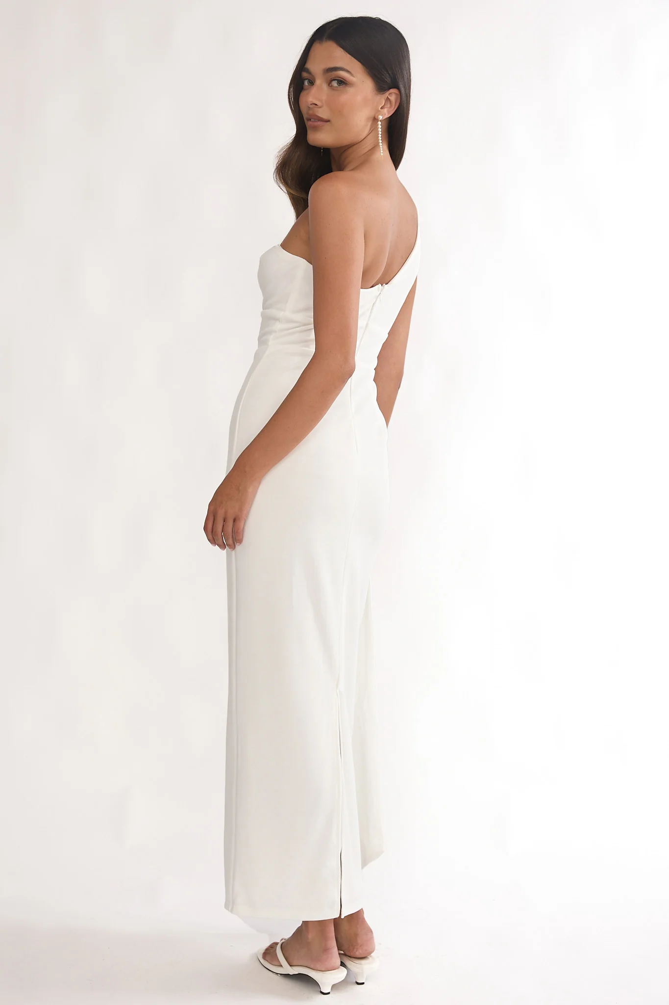 Verra One-Shoulder Sash Maxi Dress White - Image 2