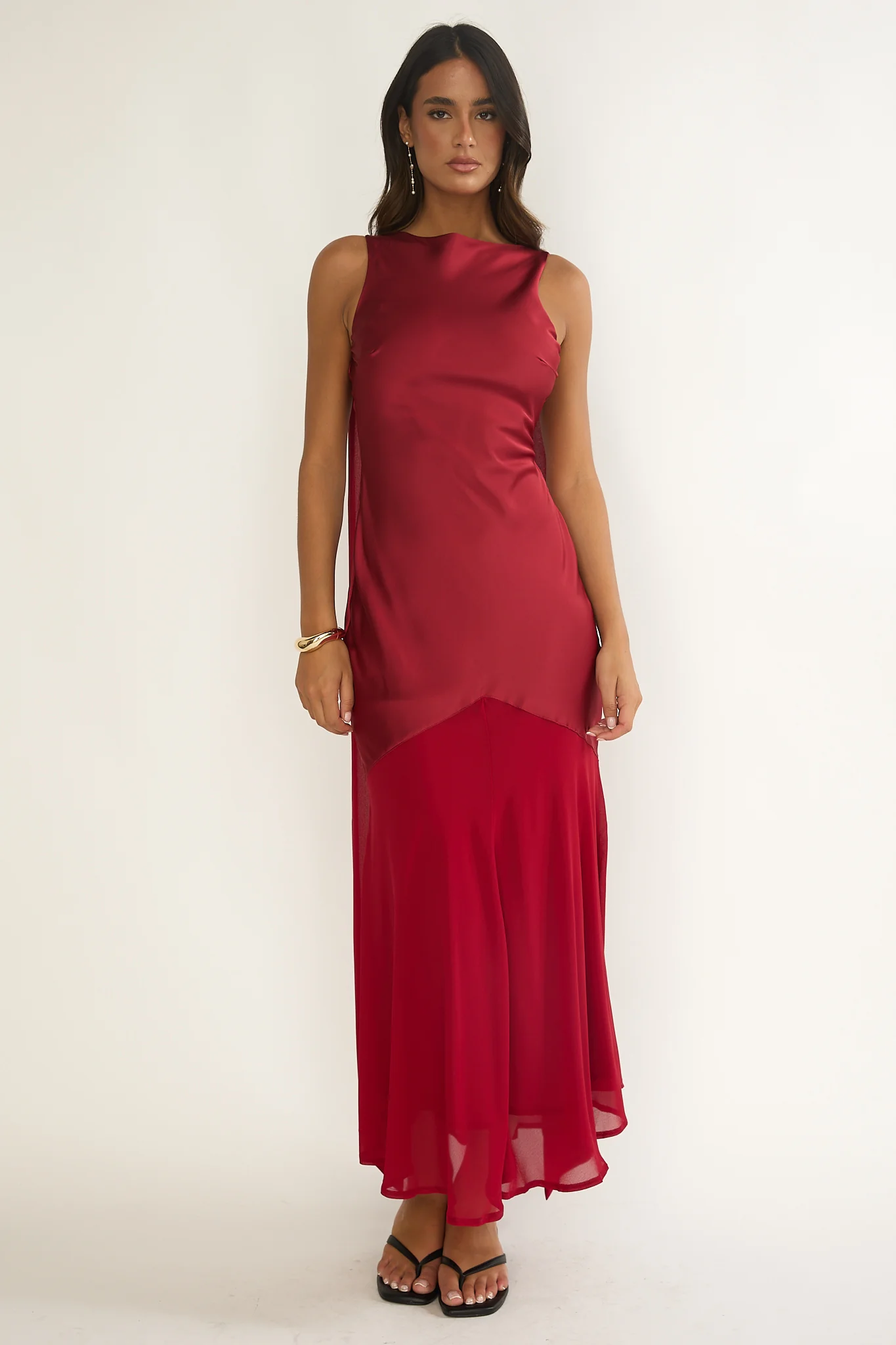 Veyla Shoulder Sash Maxi Dress Wine - Image 4