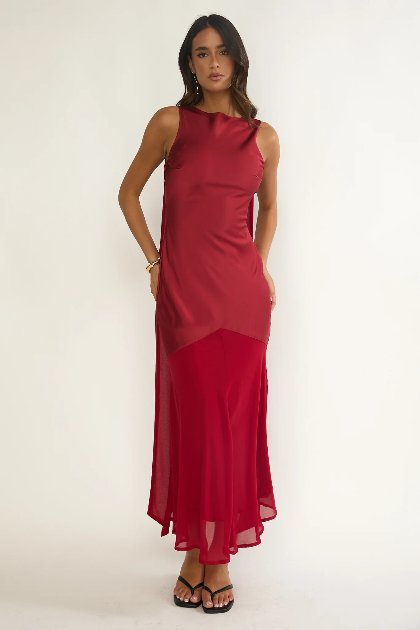 Veyla Shoulder Sash Maxi Dress Wine - Image 5