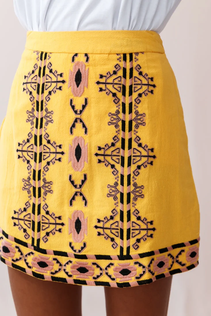 Victoire Tribal Print Skirt Yellow Mustard - Image 4