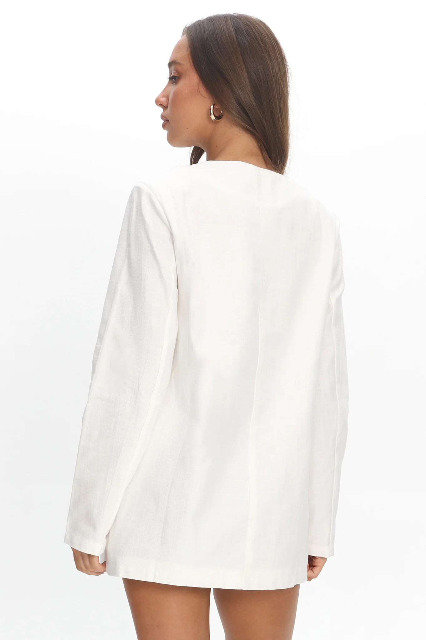 Vikki Round Neck Structured Top Cream - Image 3