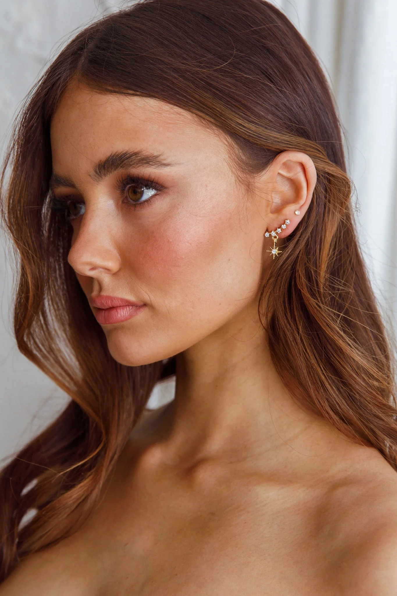 Virgo Crystal Star Earrings Gold - Image 2
