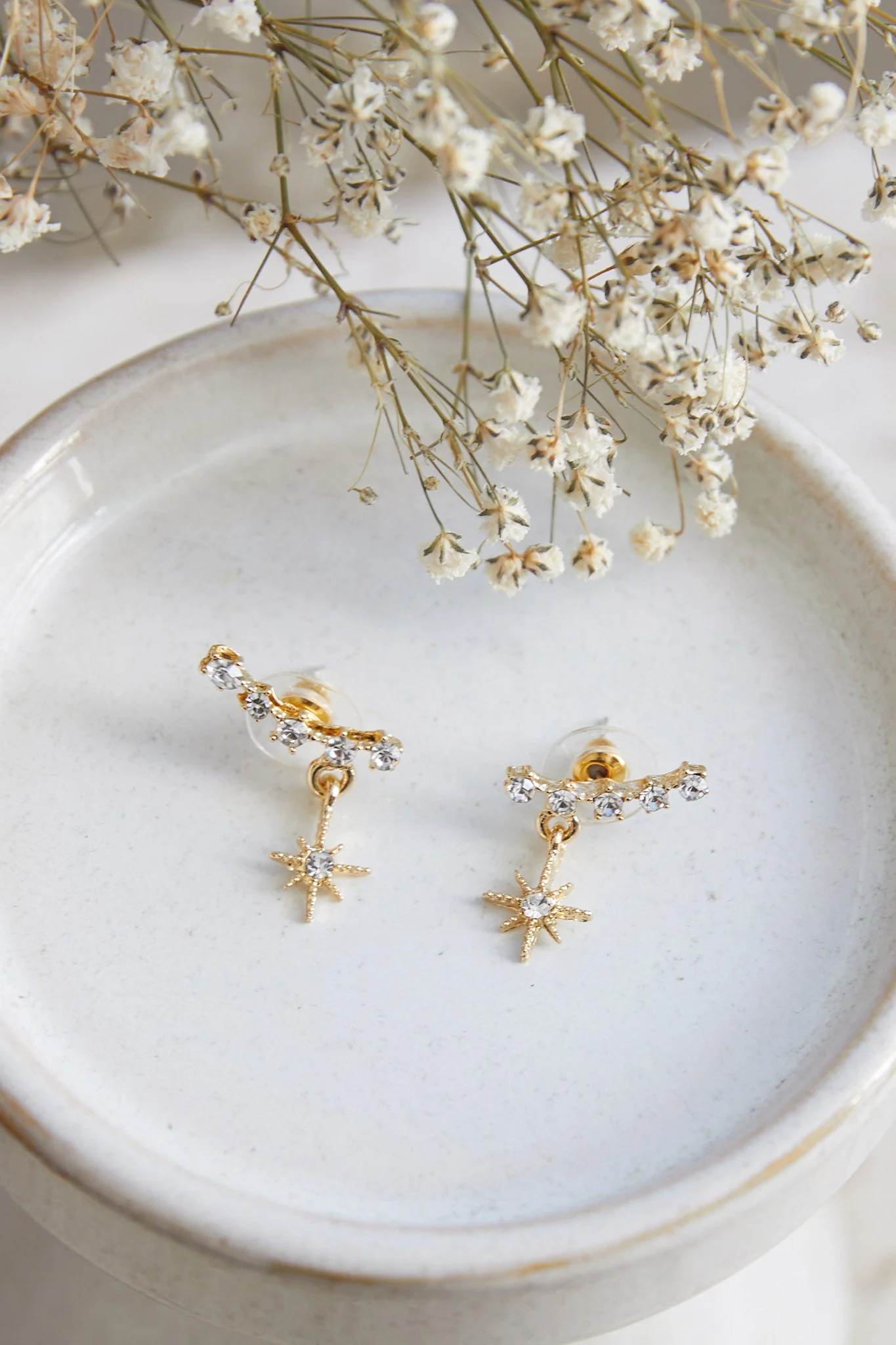 Virgo Crystal Star Earrings Gold - Image 3