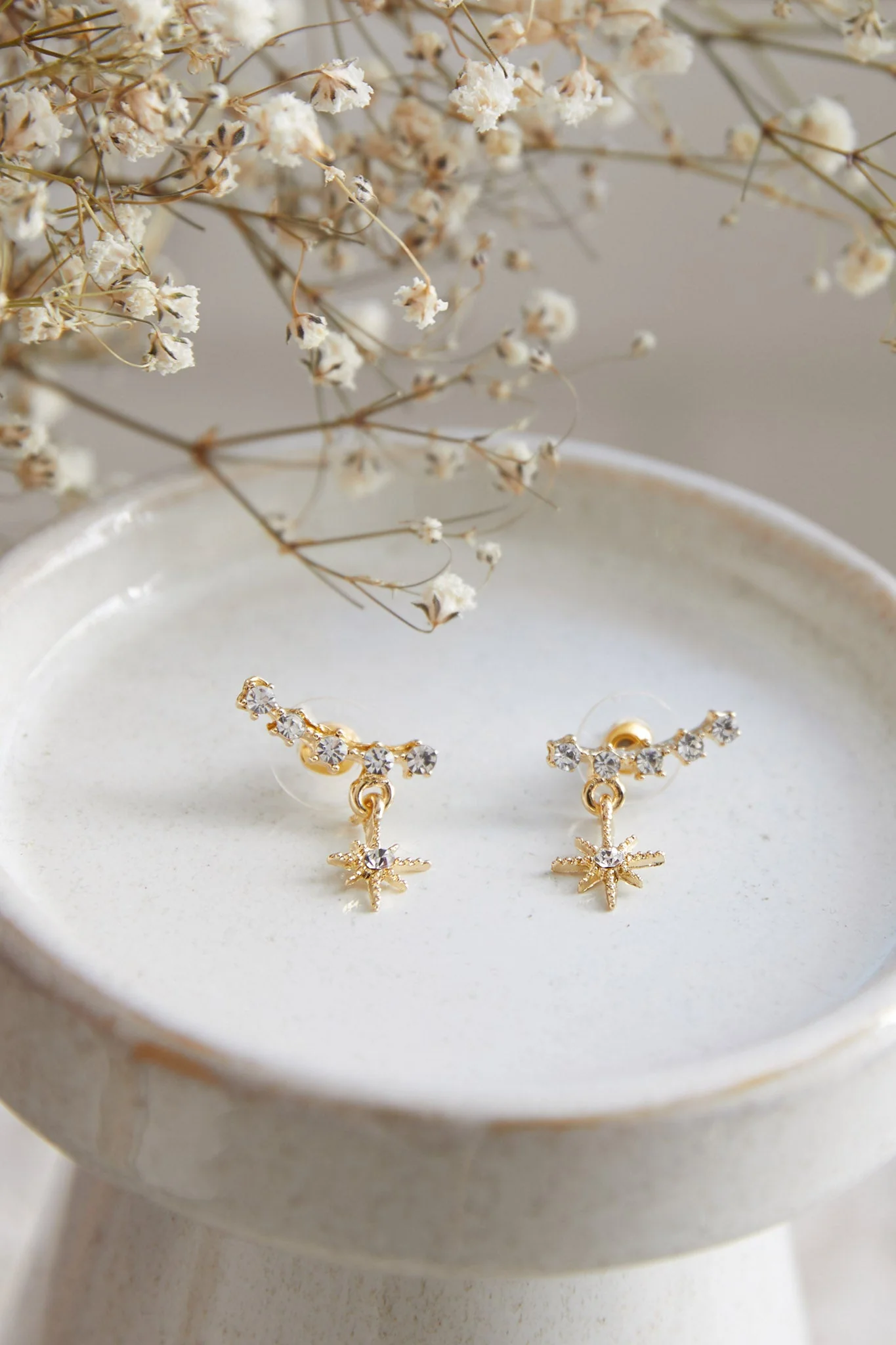 Virgo Crystal Star Earrings Gold - Image 4