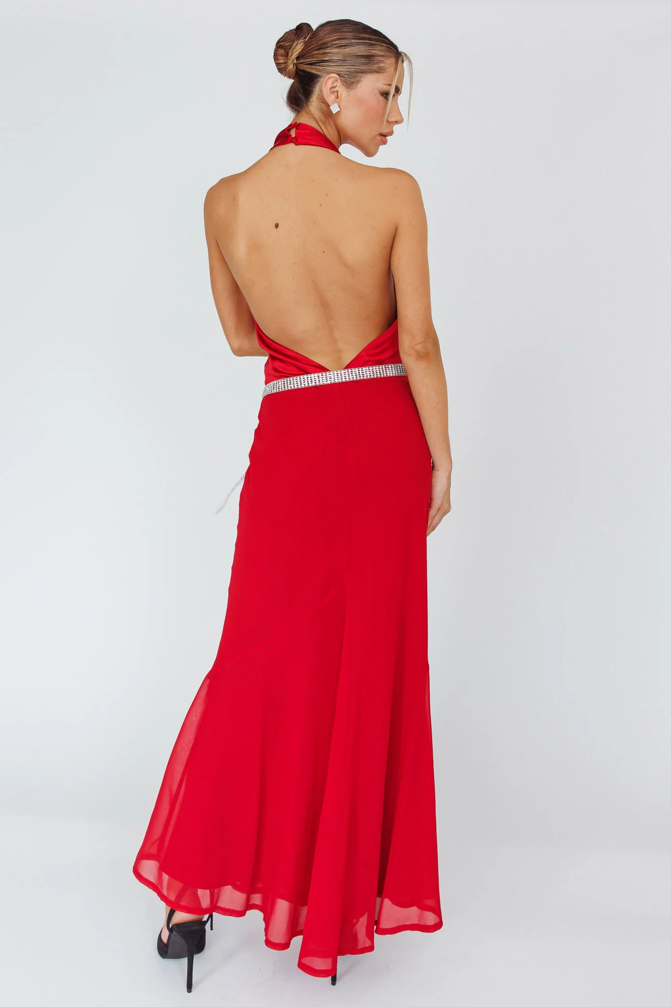 Vision Halterneck Midi Dress Cherry - Image 2