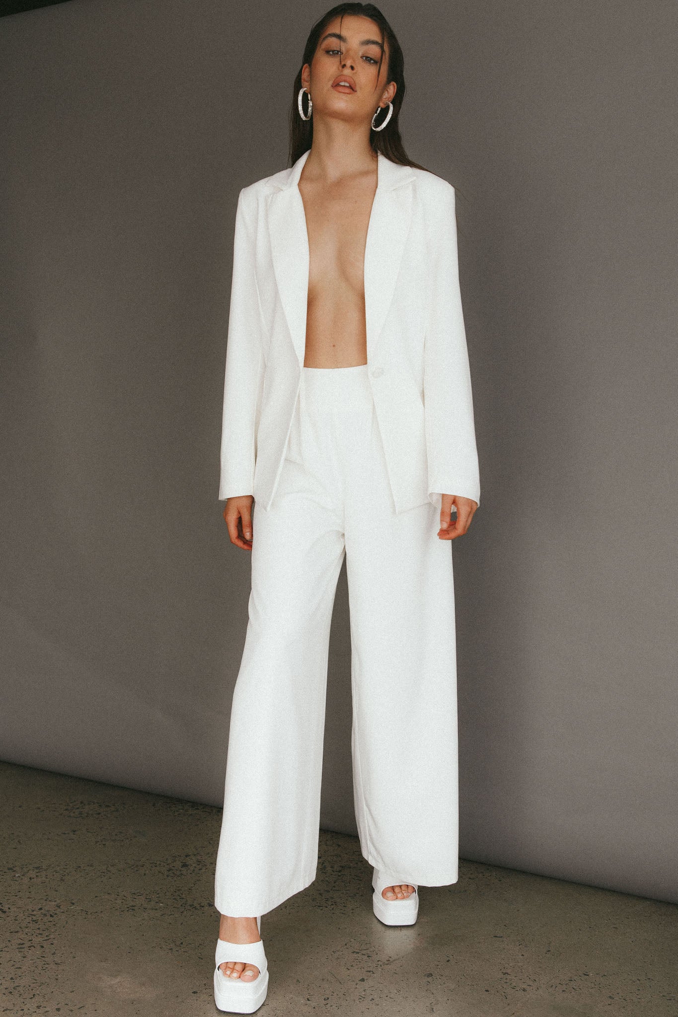 Vous Etes Belle Pleated Waist Pants White - Image 3