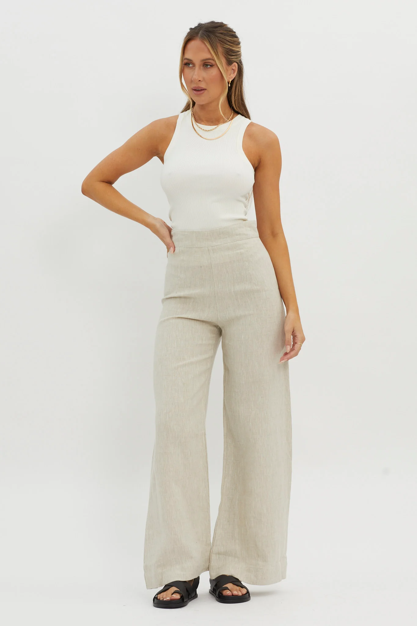 Wanda Wide Leg Pants Oat - Image 5