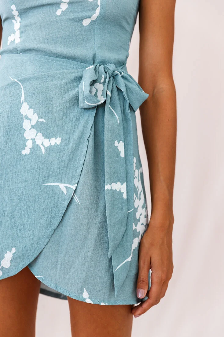 Wattle Floral Wrap Dress Sage/White - Image 4