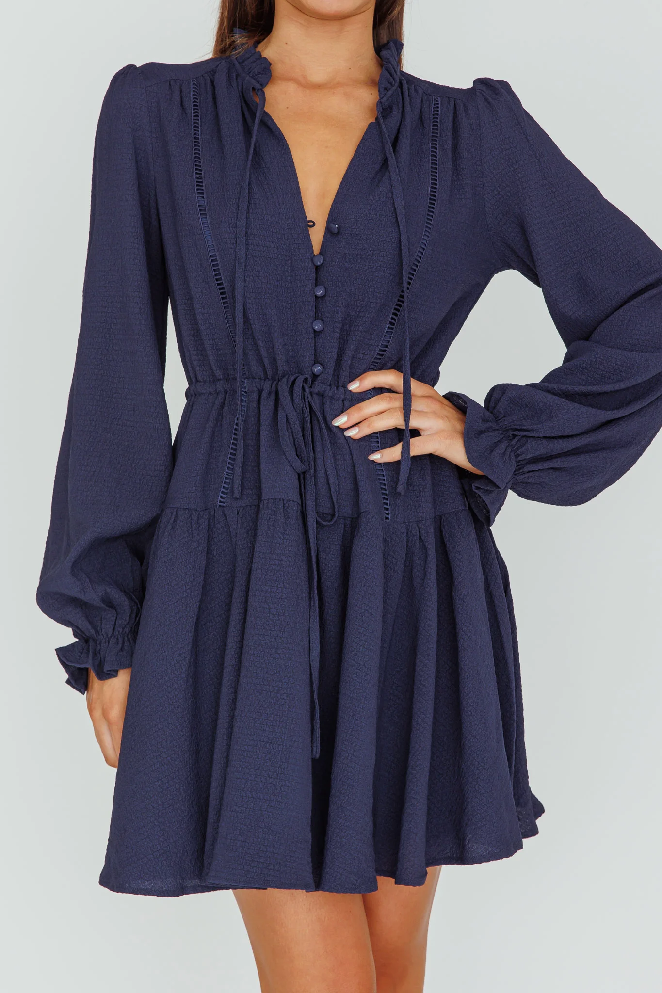 Waverly Long Sleeve Mini Dress Navy - Image 4