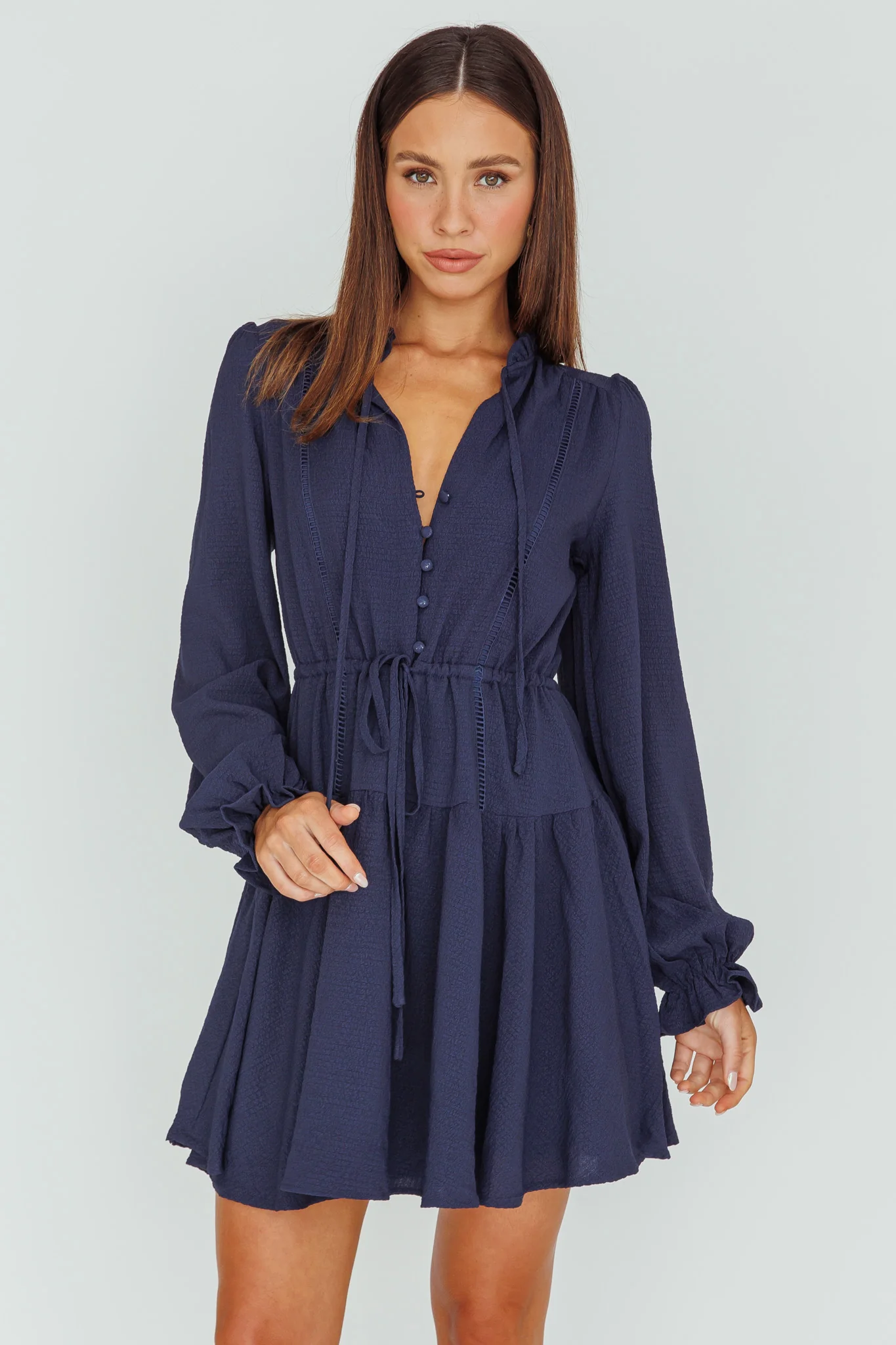 Waverly Long Sleeve Mini Dress Navy - Image 6