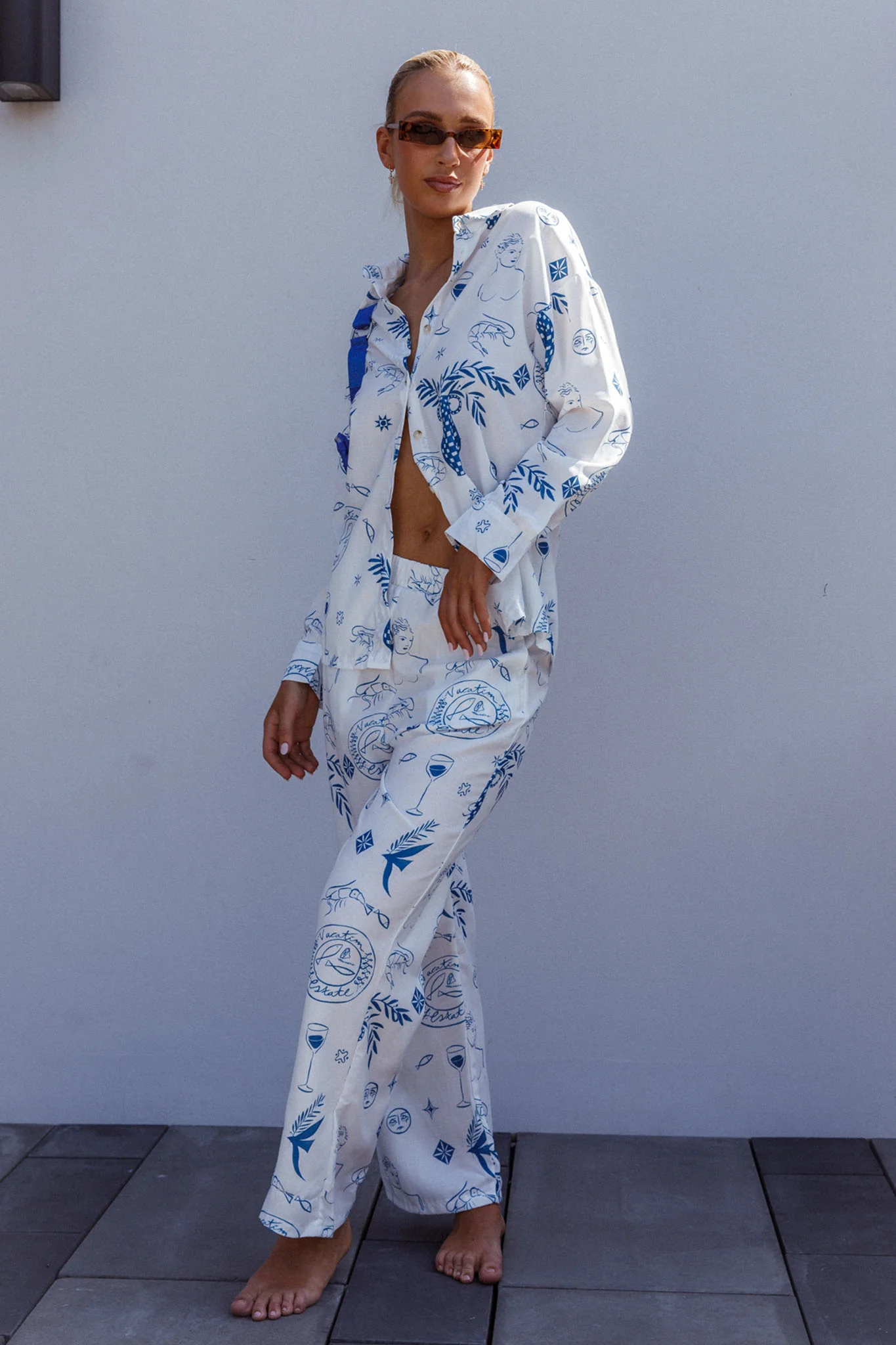 Weekend Bliss Long Sleeve Button Shirt White - Image 7