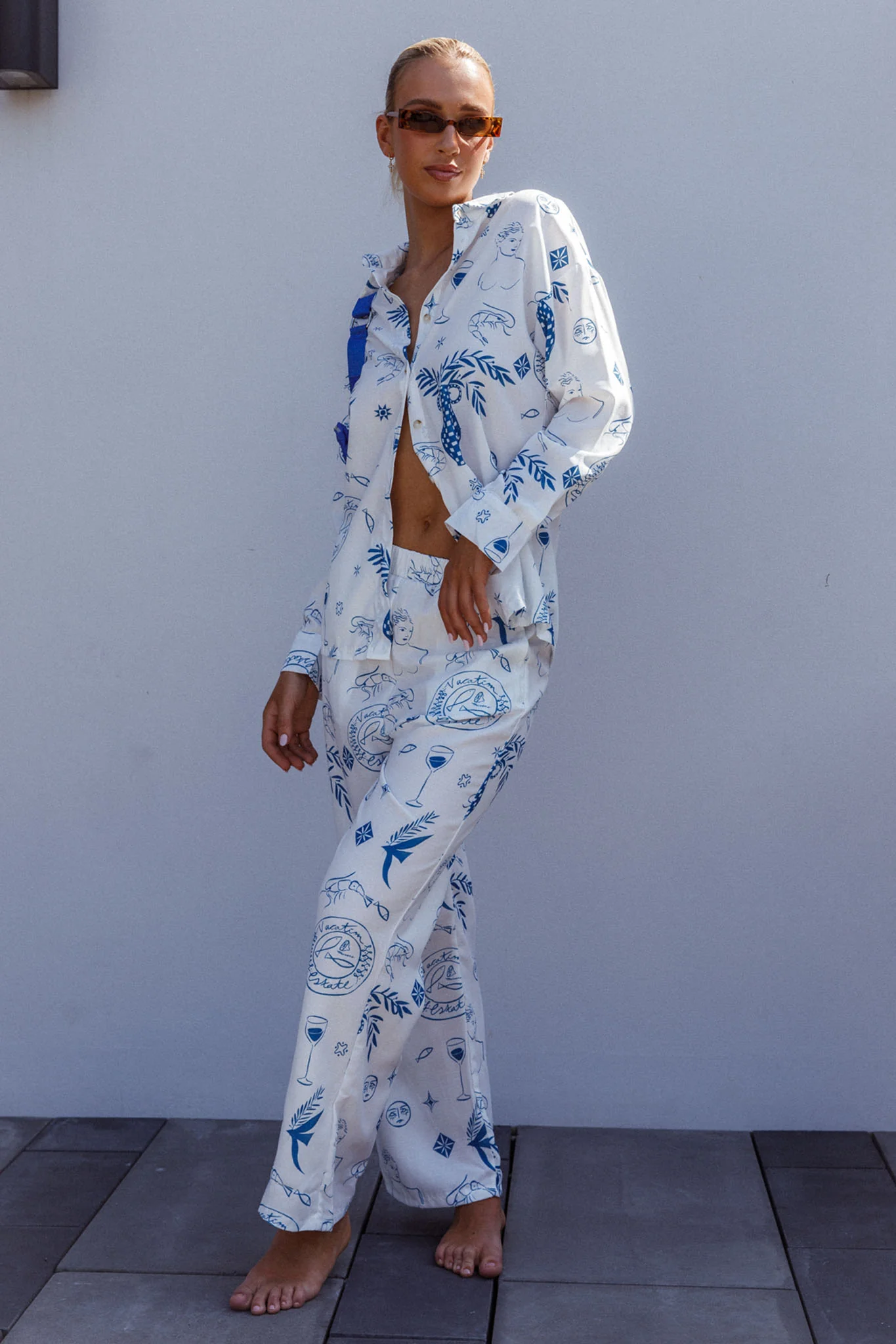 Weekend Bliss Pants Printed White - Image 3